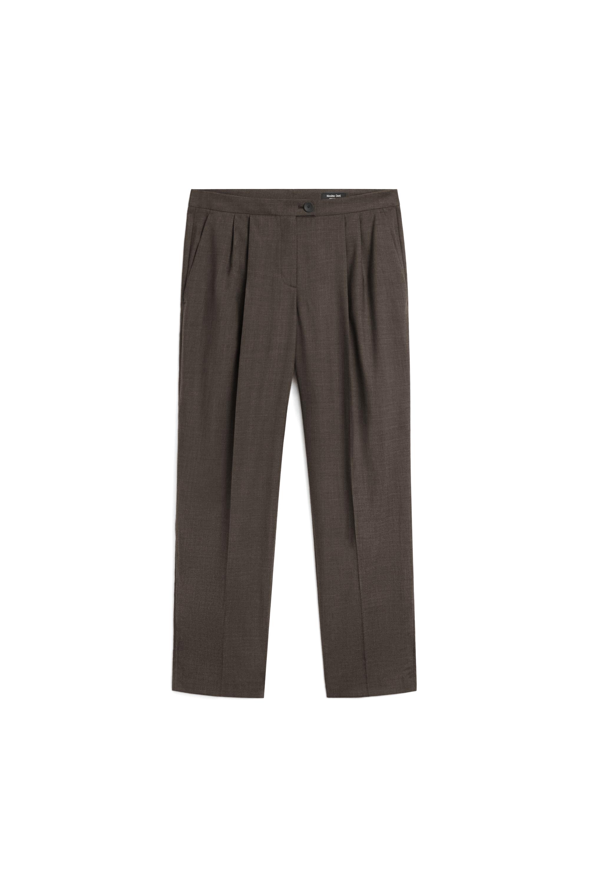 100% cool wool pleated pants — DARK GREY