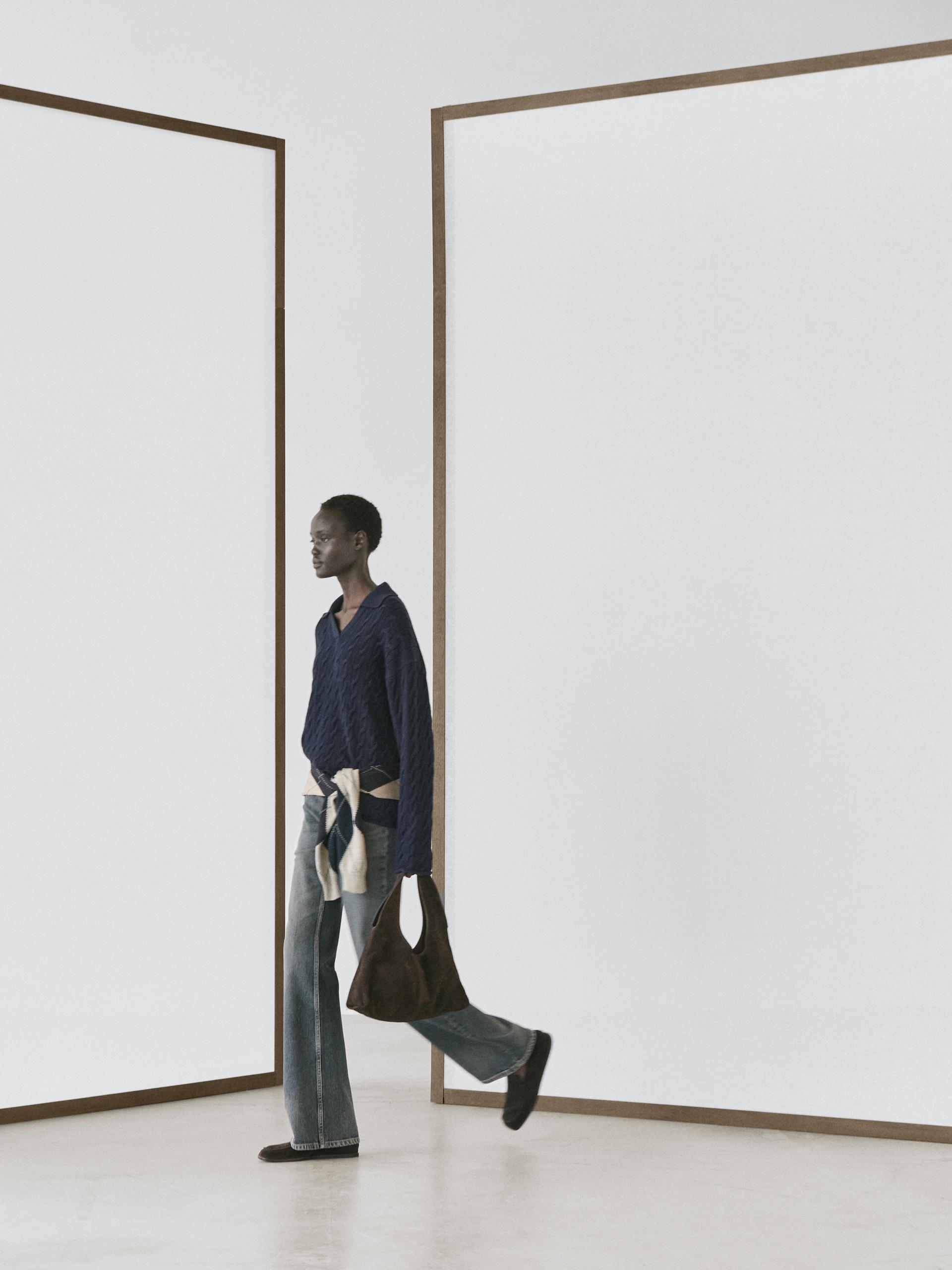 Massimo Dutti Strickpullover Mit Polo In Blue