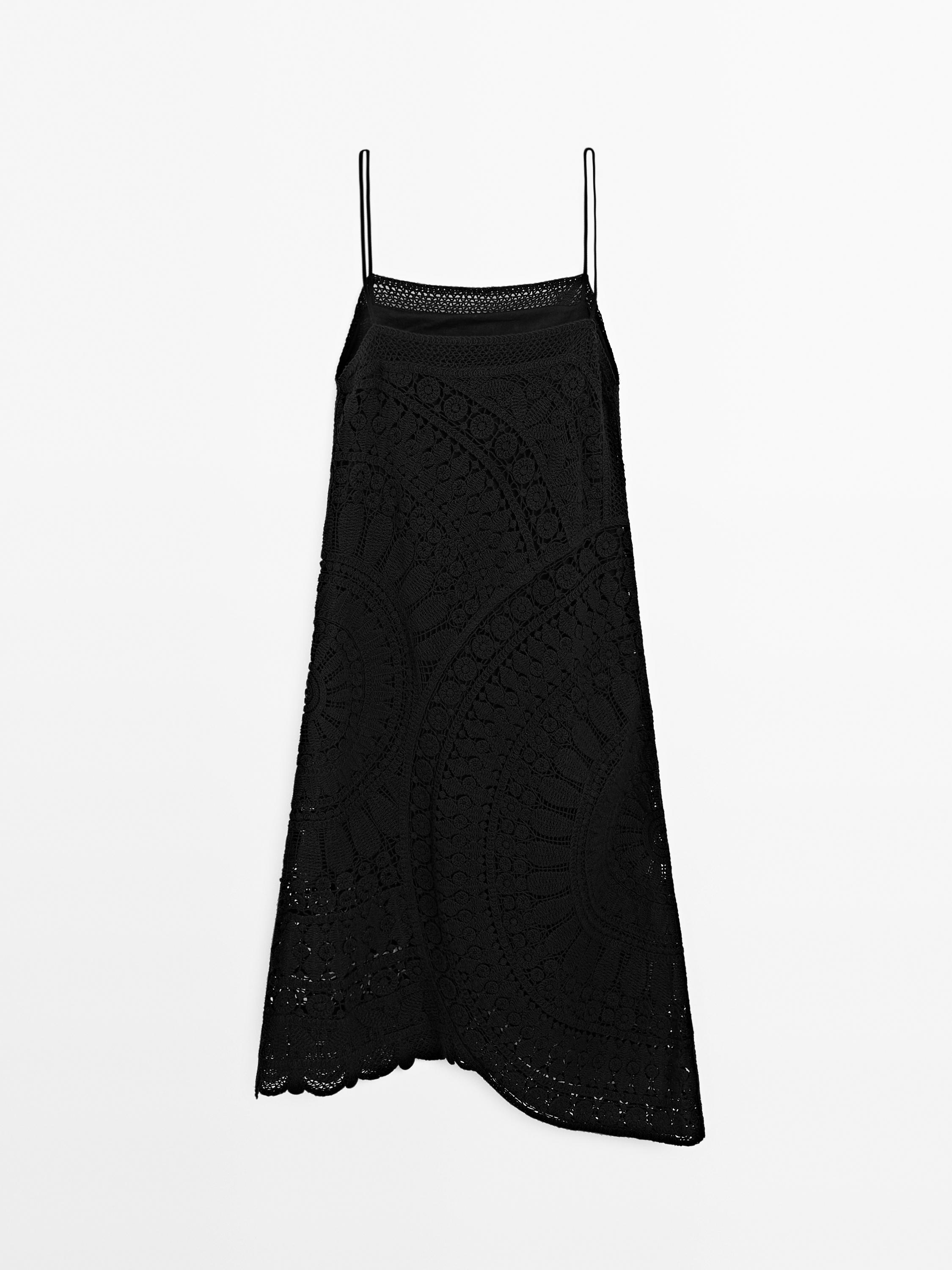 100% cotton crochet midi dress