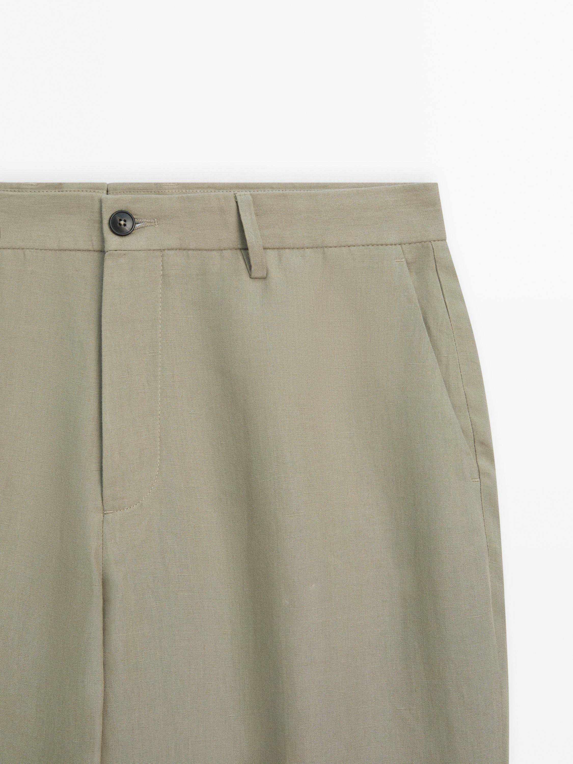 Pantalón liño traxe cintura goma