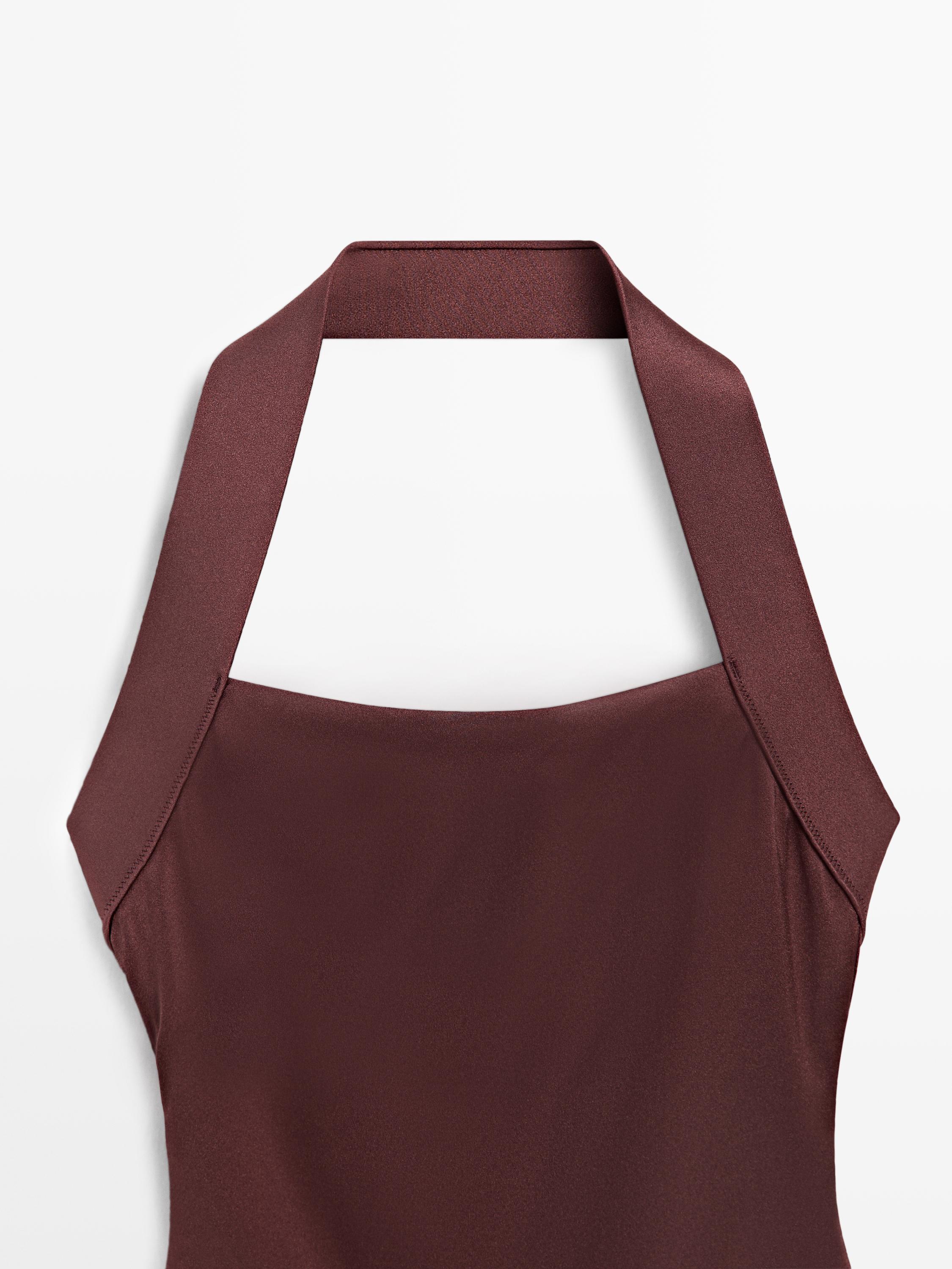 Shimmery halter swimsuit — BROWN