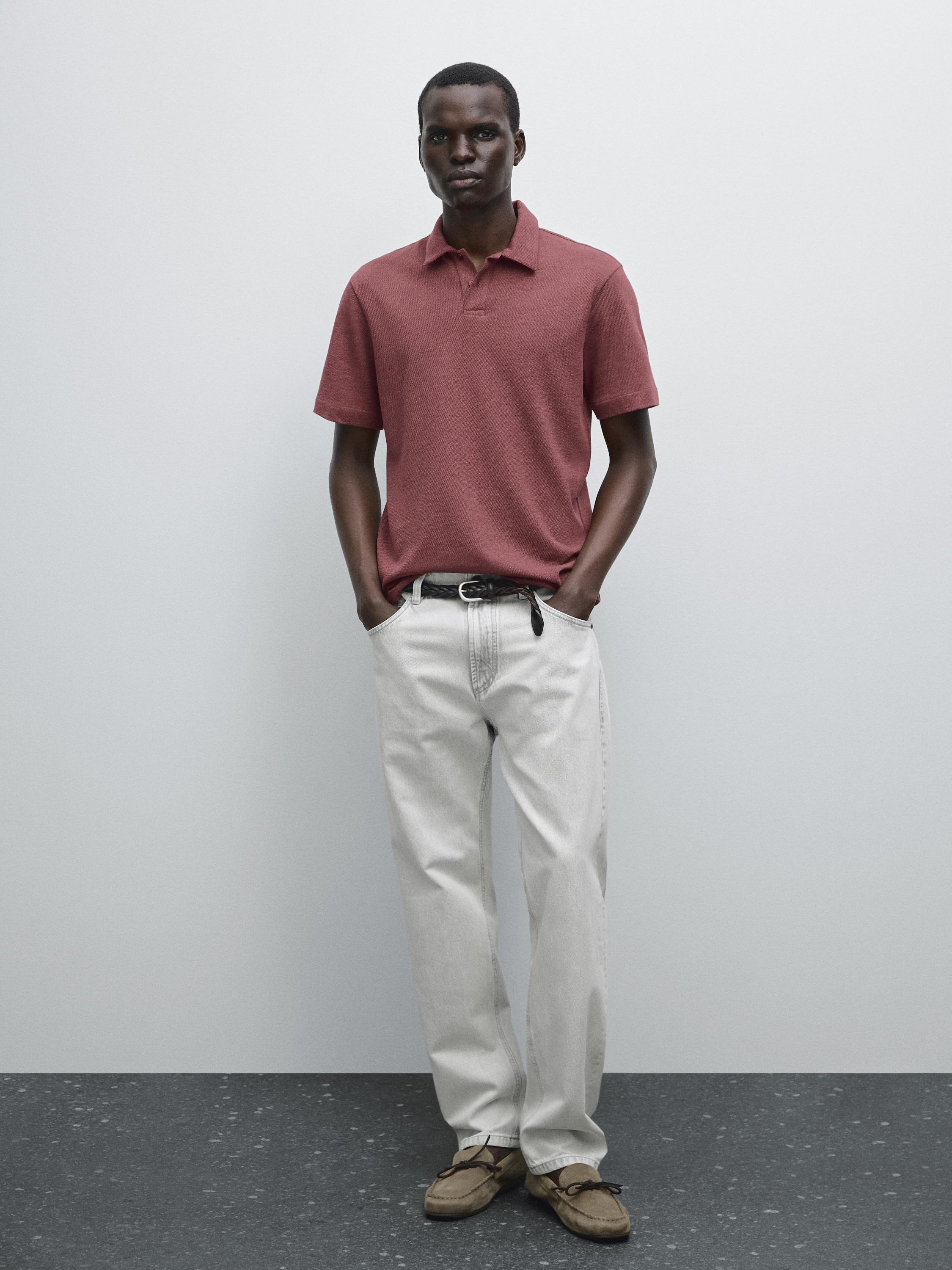 Textured piqué polo shirt