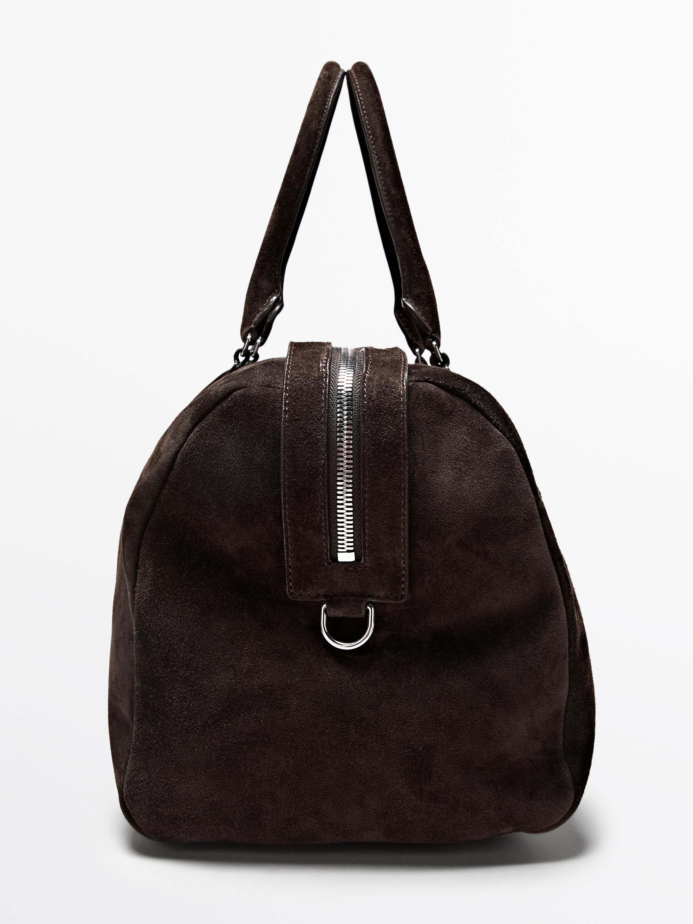 Suede leather travel bag — BROWN