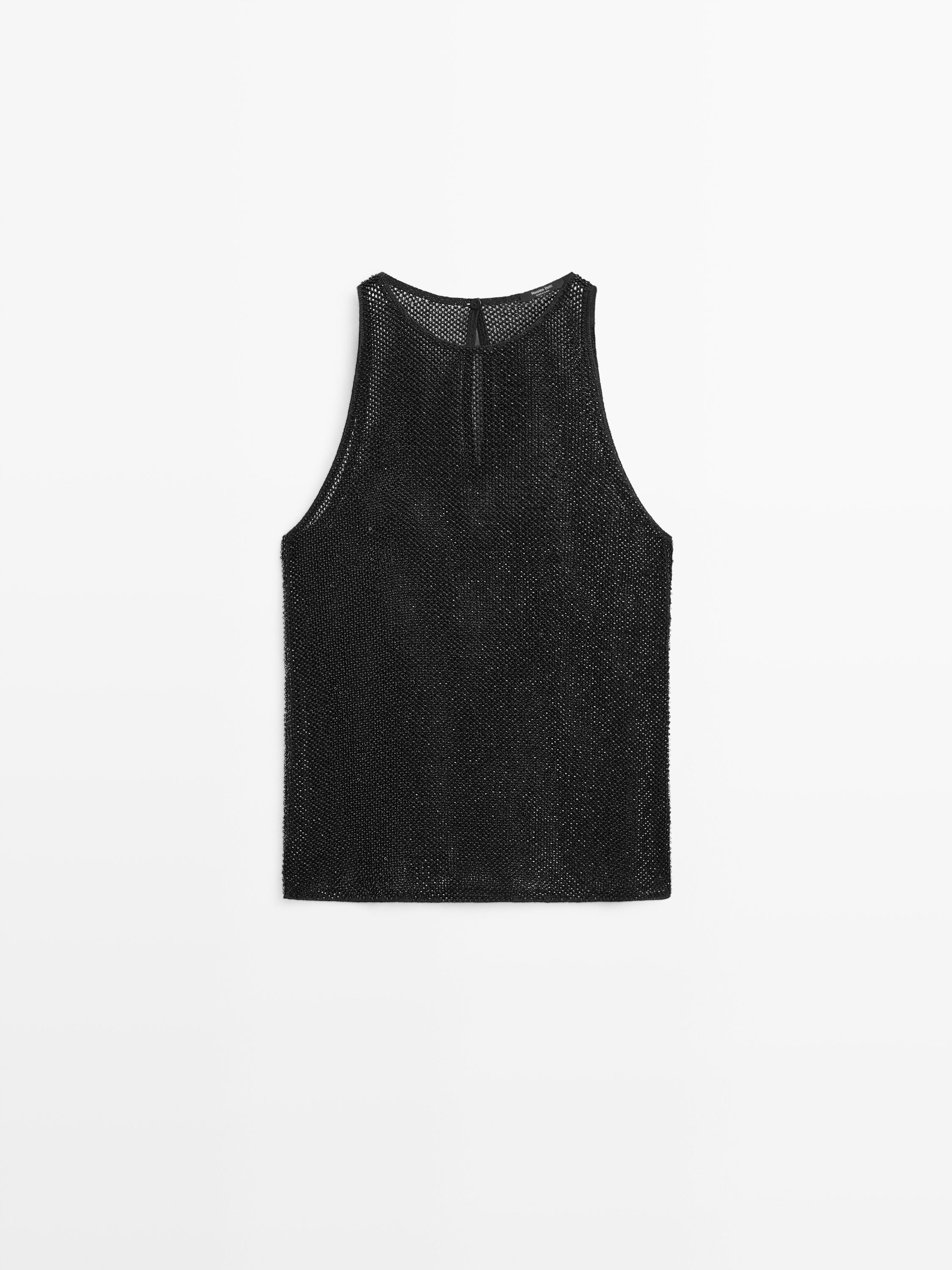 Polopriehľadný top s ladiacimi korálikmi