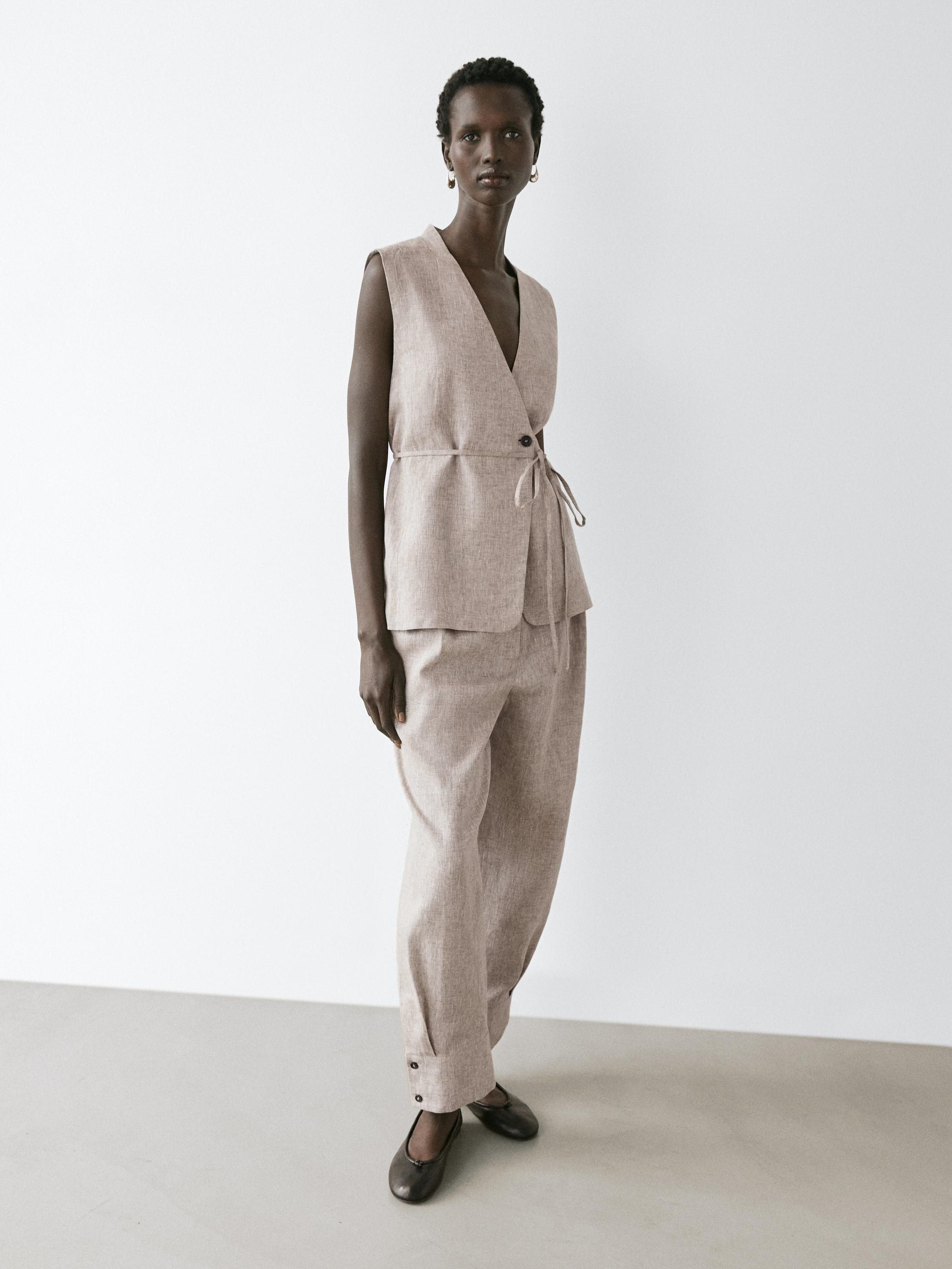 Suit trousers with buckle detail — BEIGE