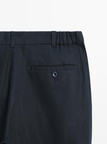 Tapered fit linen pants — NAVY BLUE 7