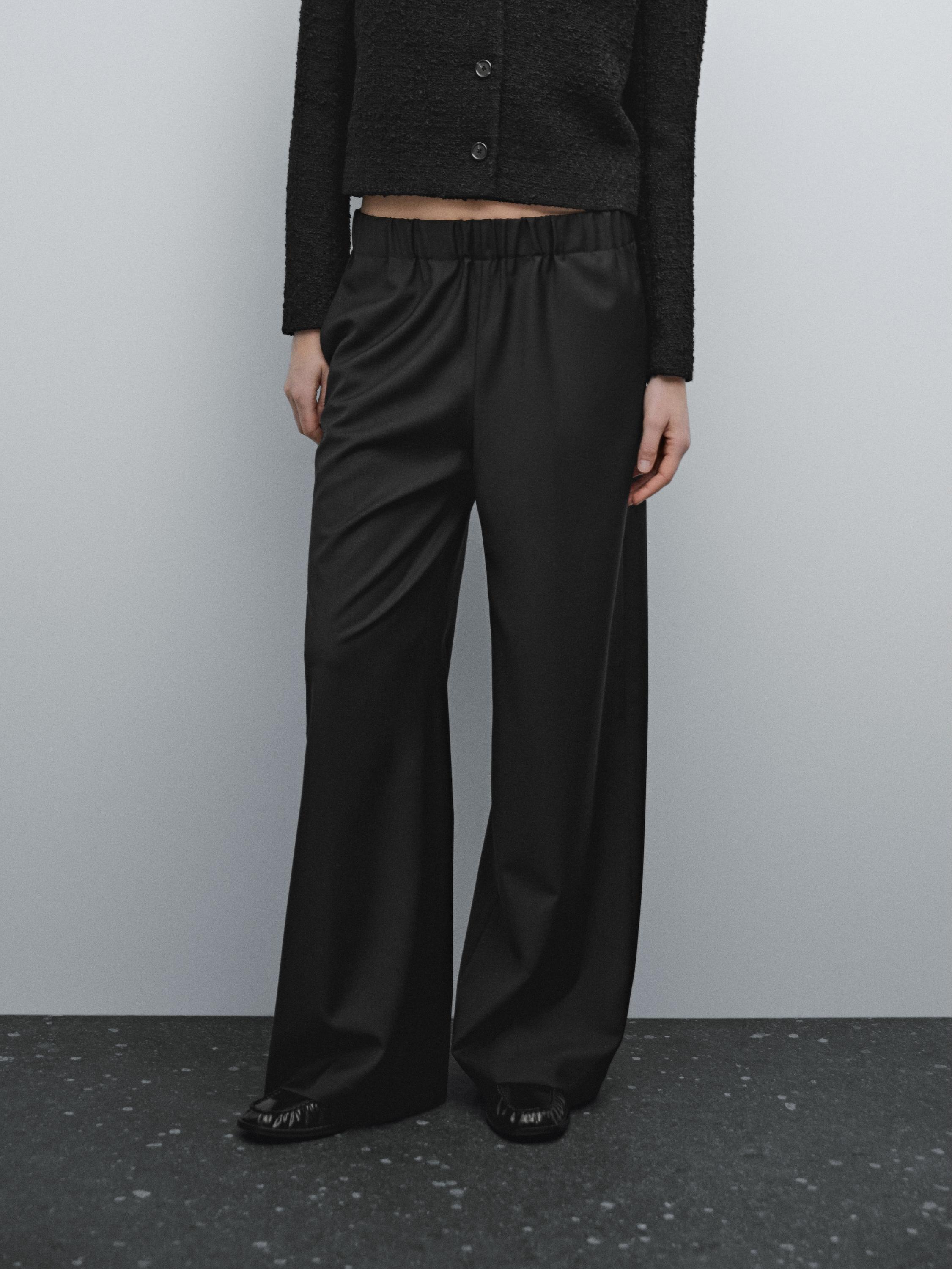 100% wool trousers with elastic waistband