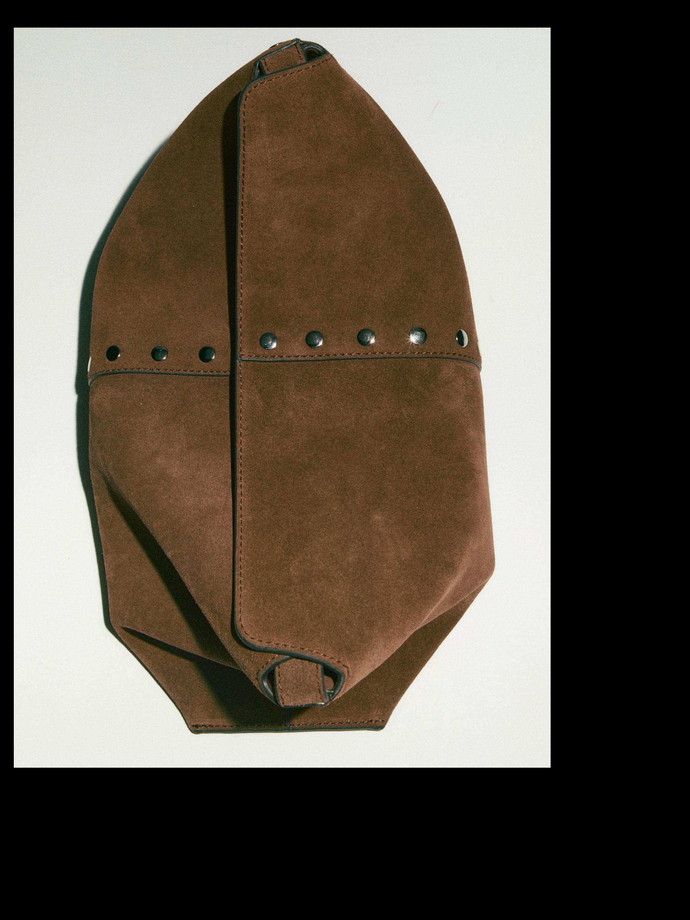 Split suede leather bucket bag — MINK