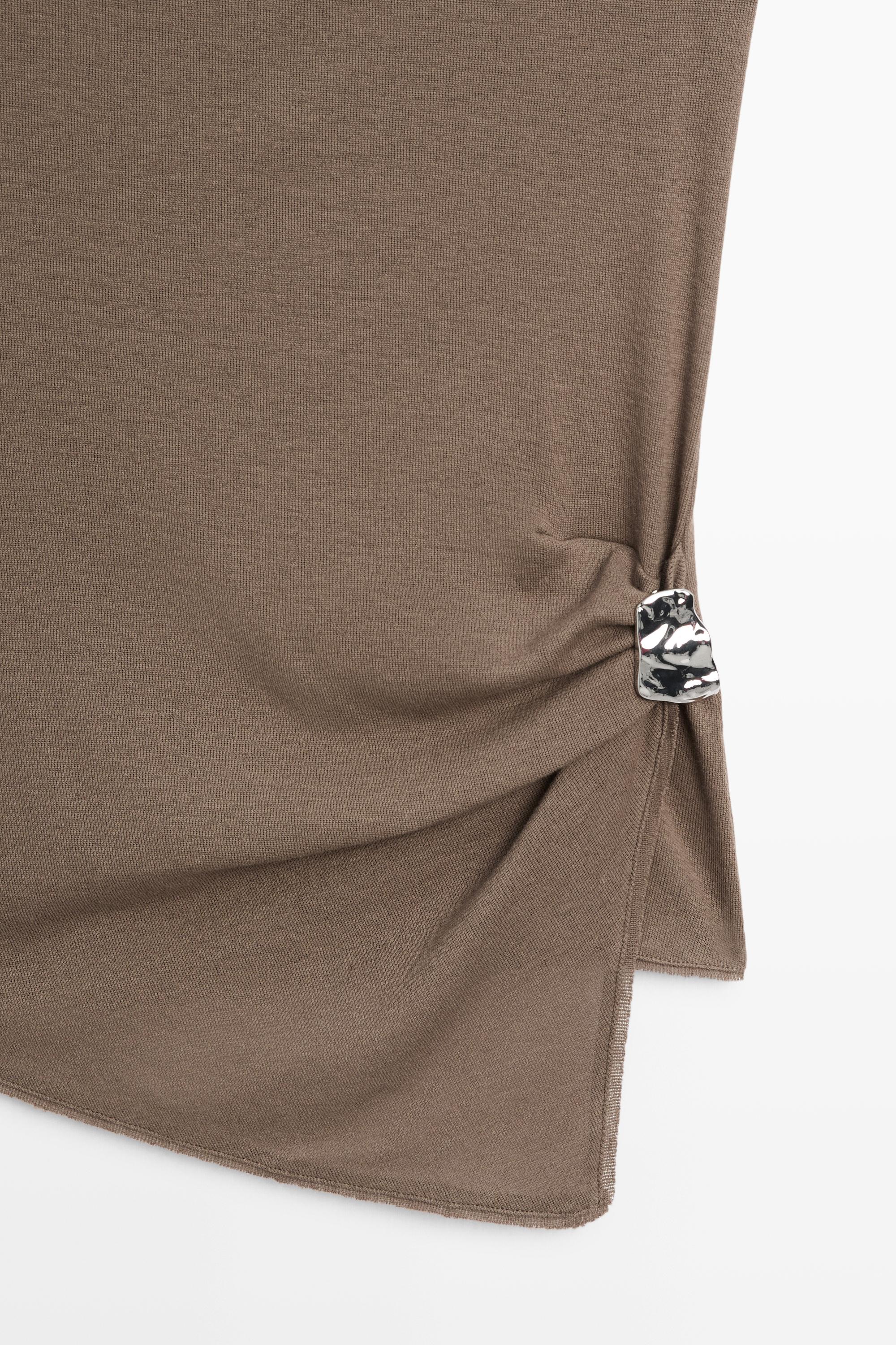 100% cotton knit top — MOLE BROWN