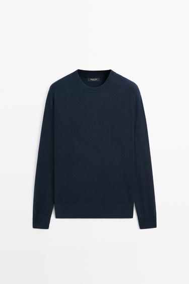 Cotton blend knit sweater — Dark blue 2