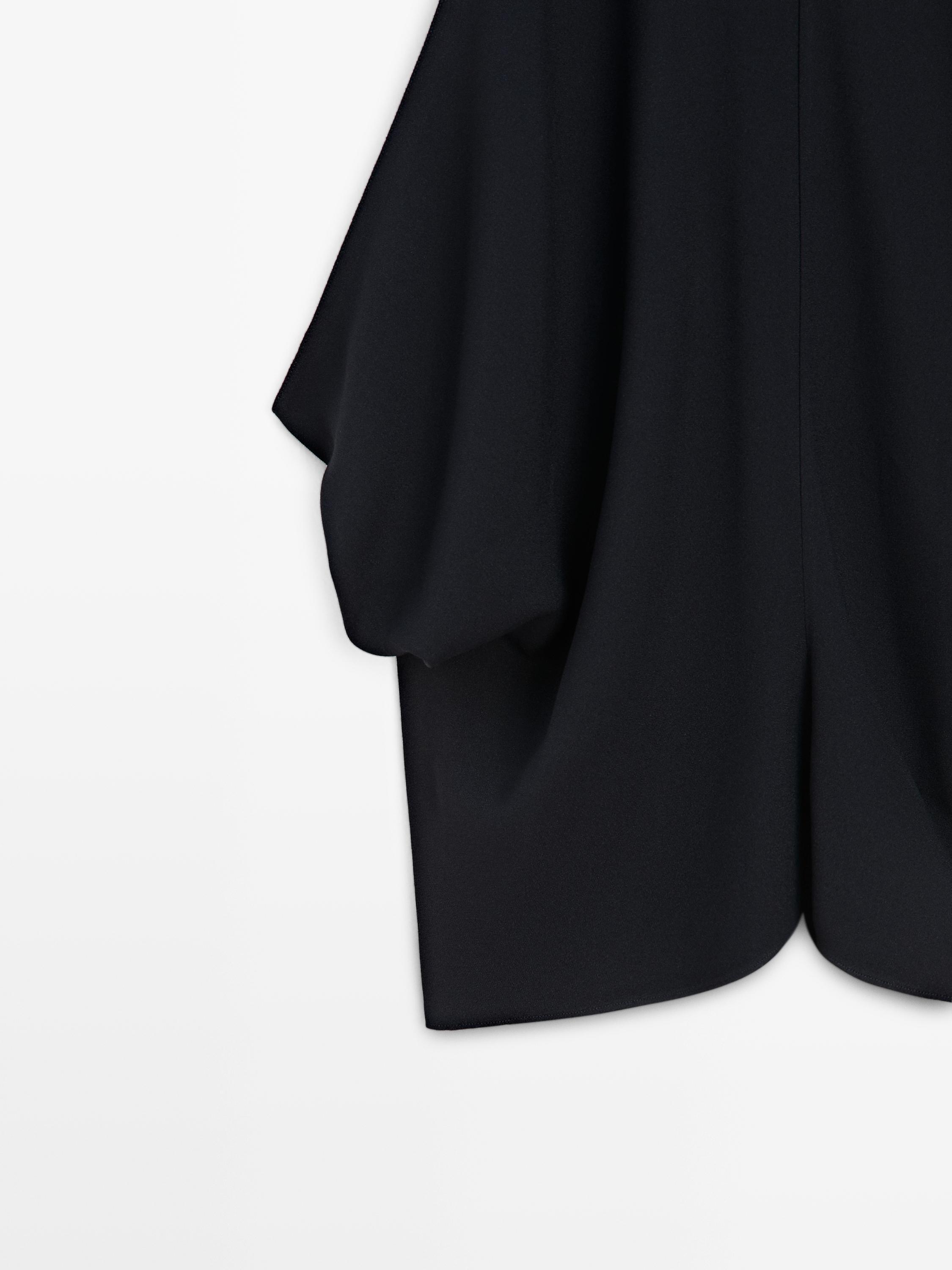 Top with draped detail and low-cut back - STUDIO — NAVY BLUE