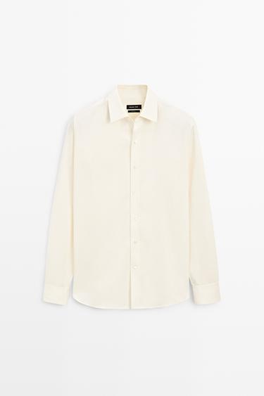 Relaxed fit cotton blend shirt — SAND 2