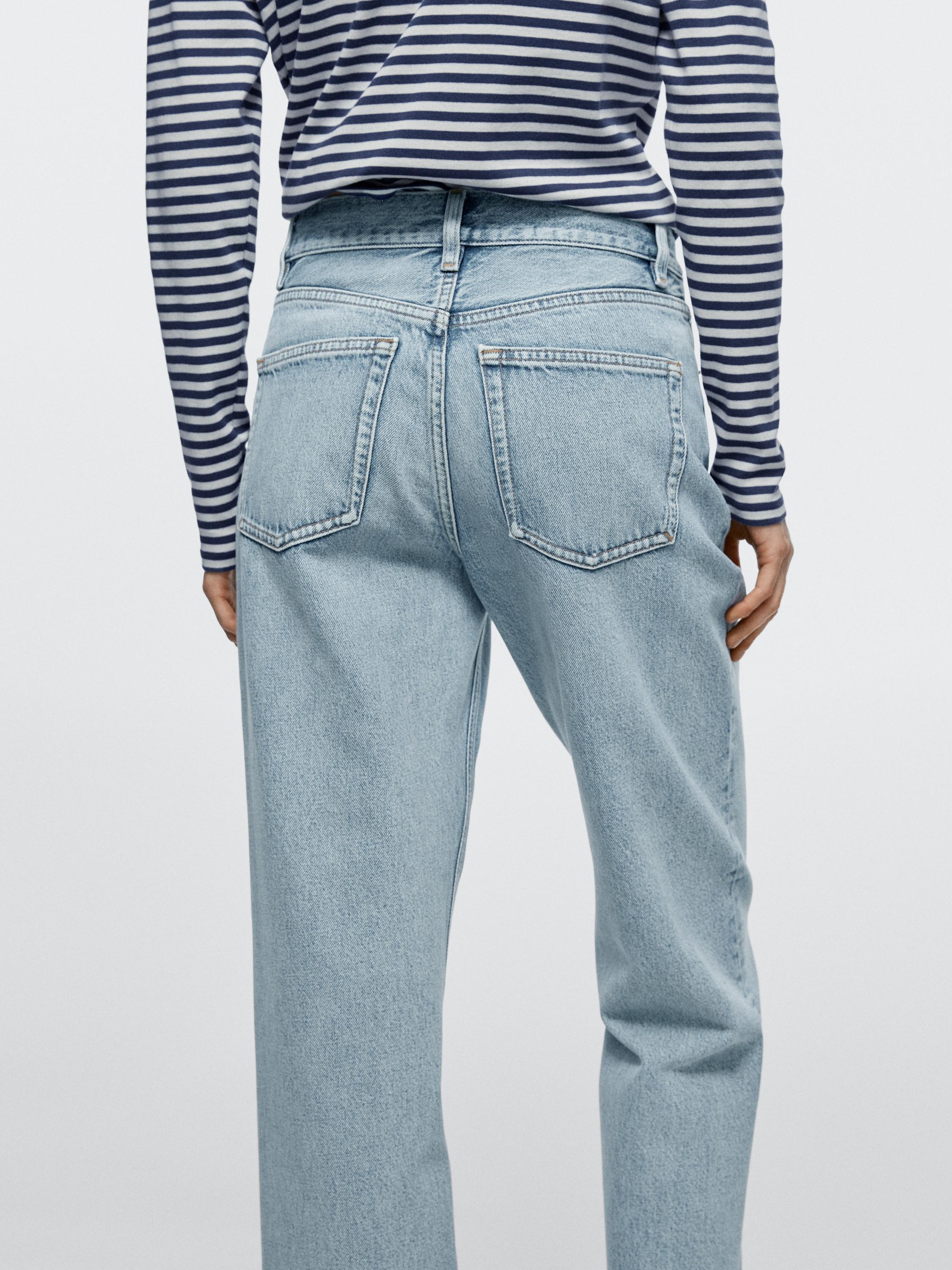 Straight-leg high-waist jeans — Light Blue
