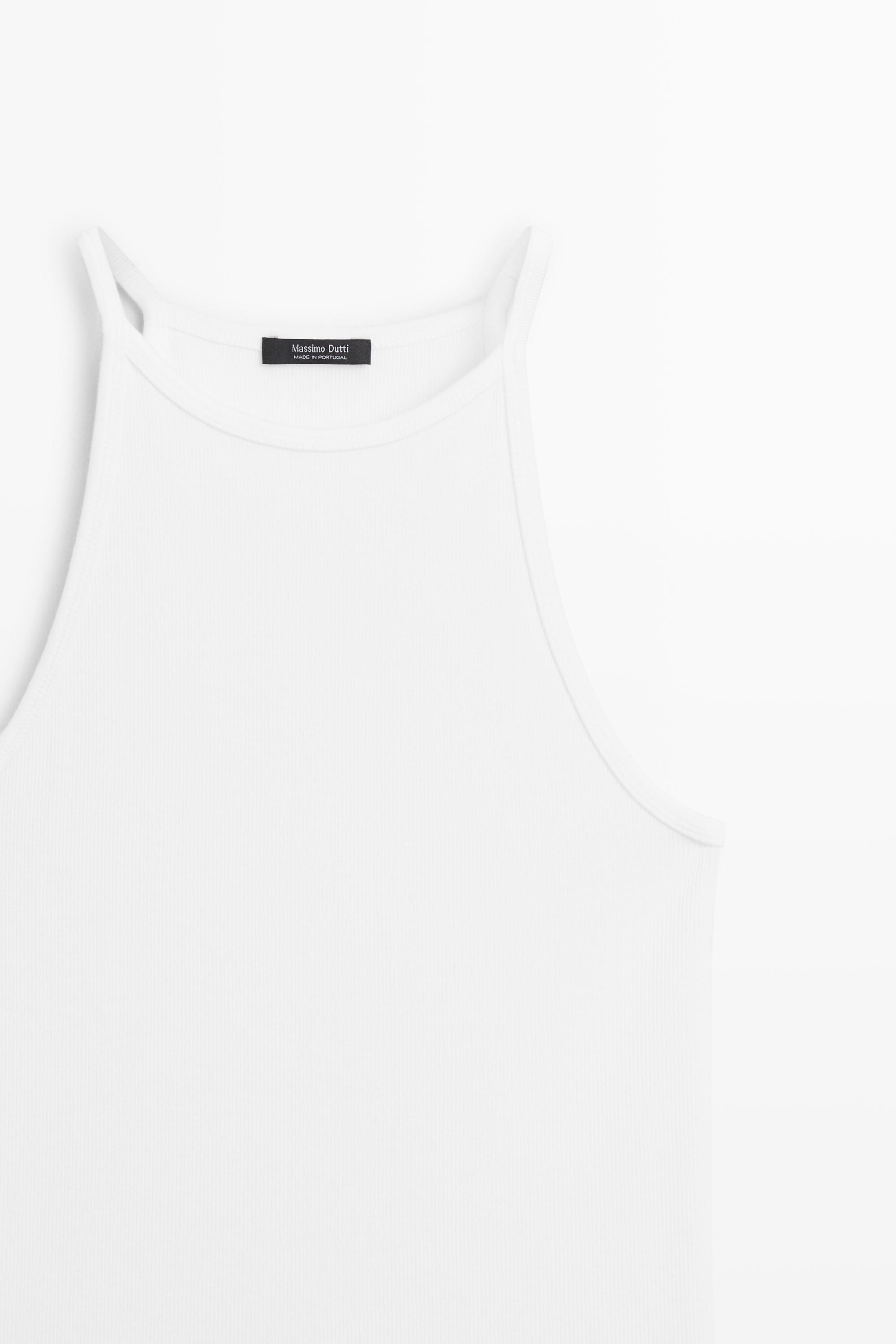 Top halter em mistura de algodão