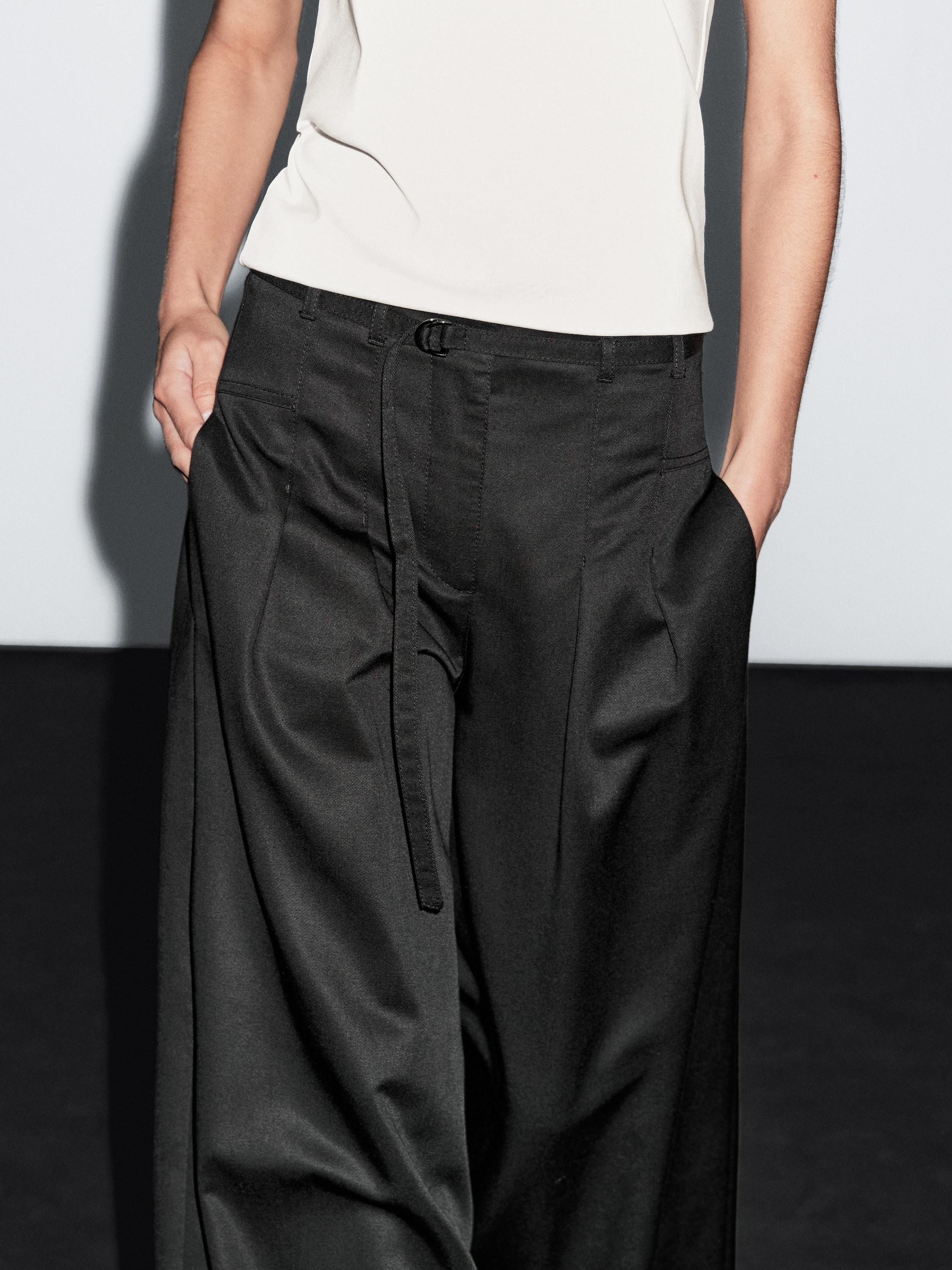 Palazzo trousers with tie · Black · Dressy Massimo Dutti