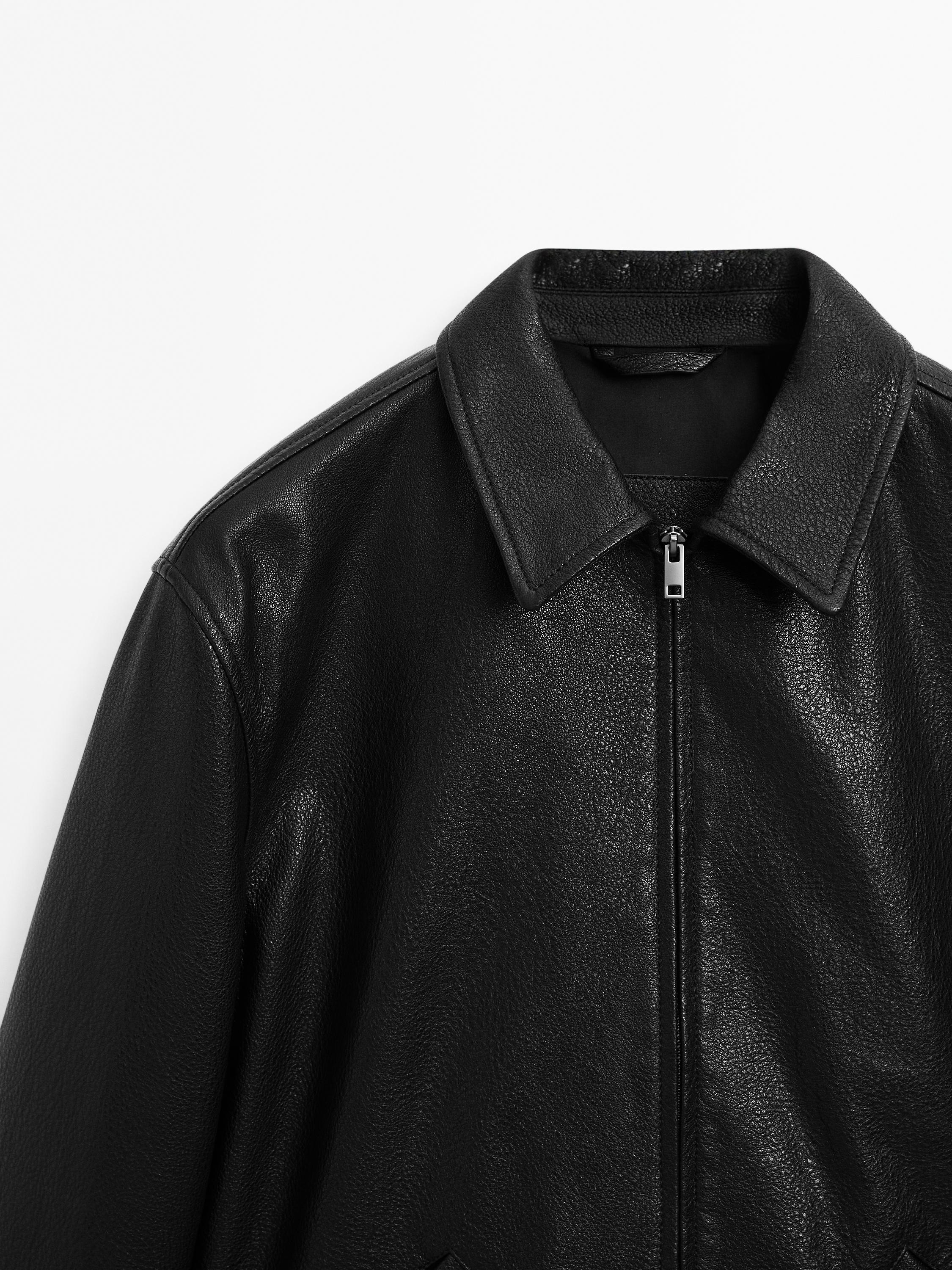 Crackled nappa leather jacket