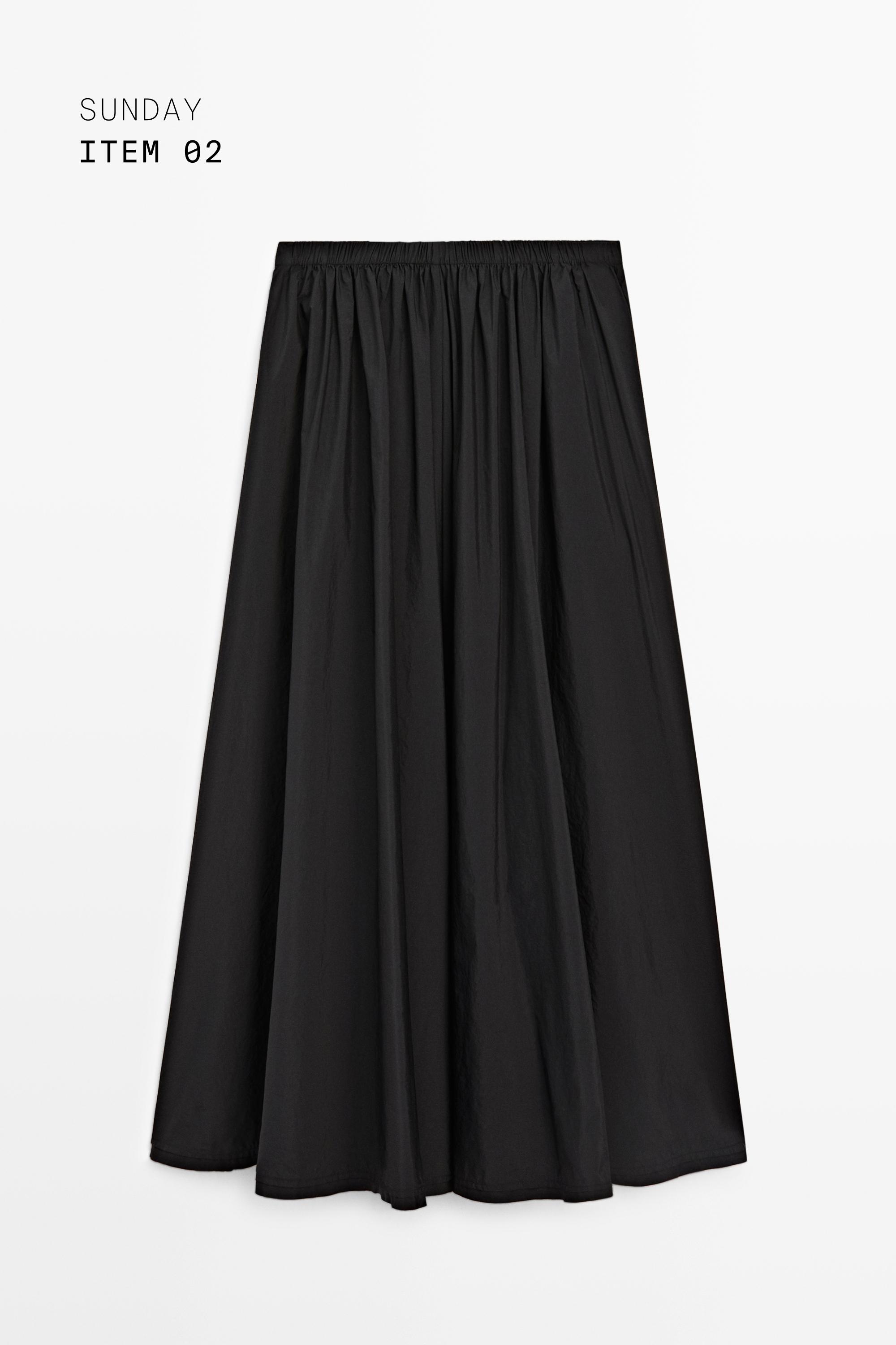 Technical fabric midi skirt — BLACK