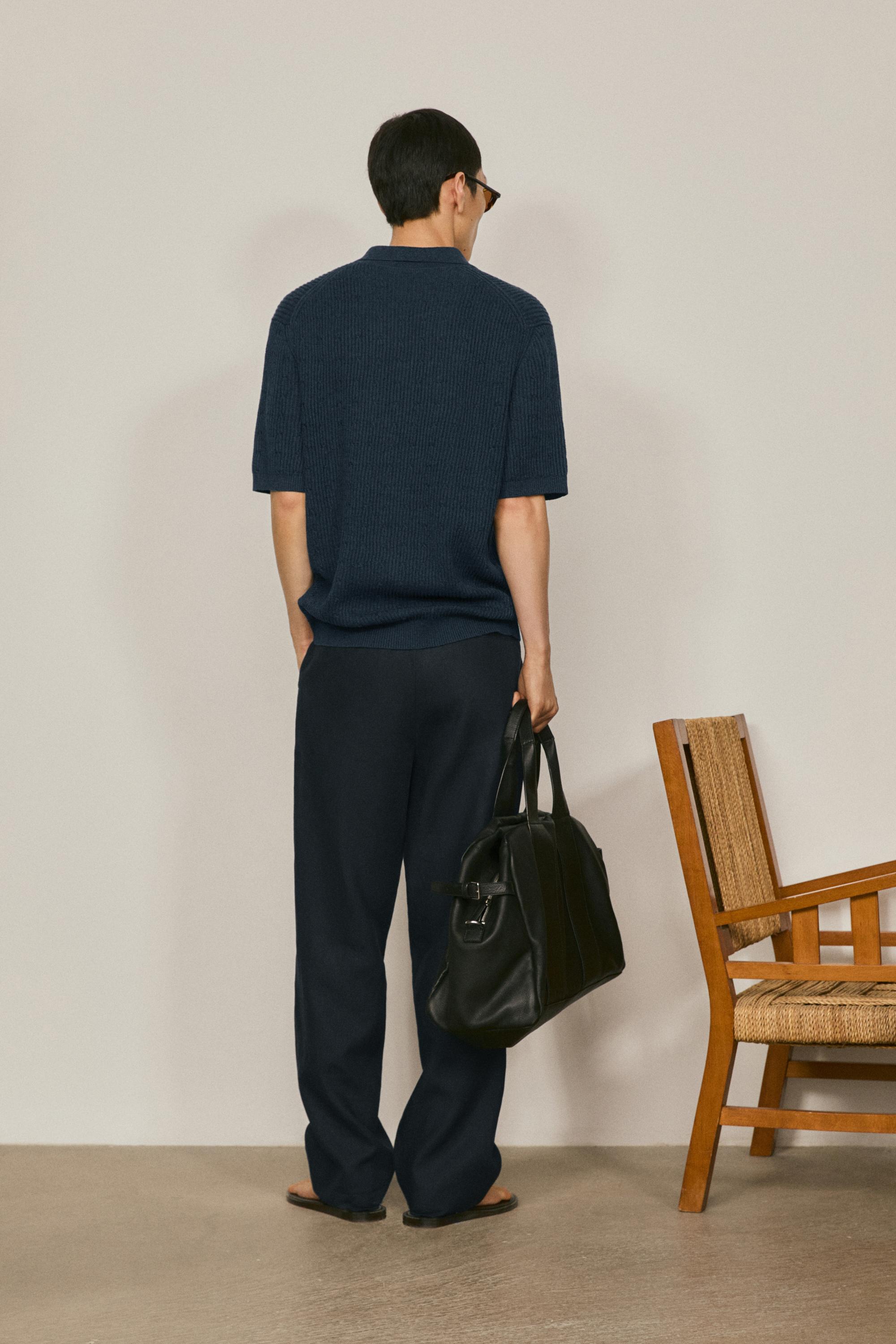 Cable-knit polo sweater - LIMITED EDITION — NAVY BLUE