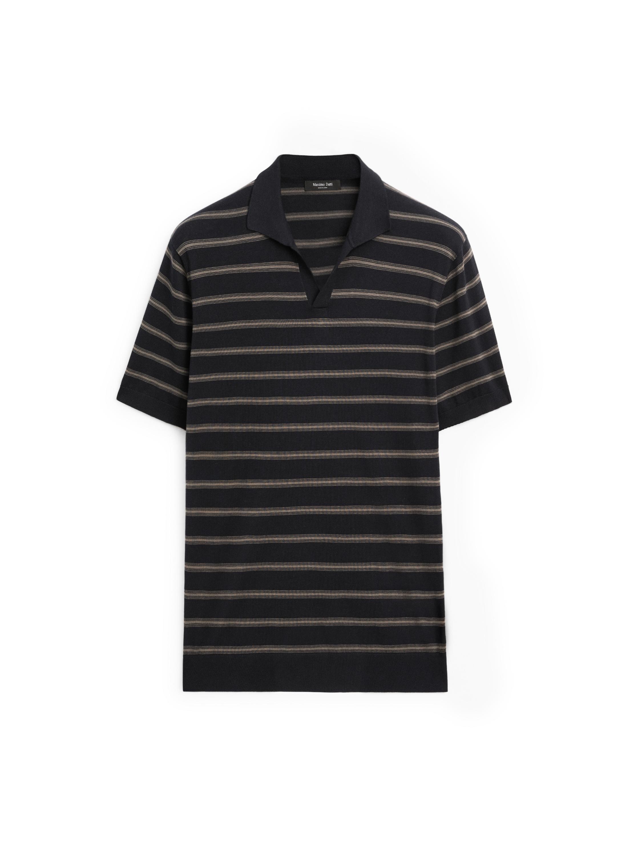Knit polo shirt with contrast stripes — NAVY BLUE