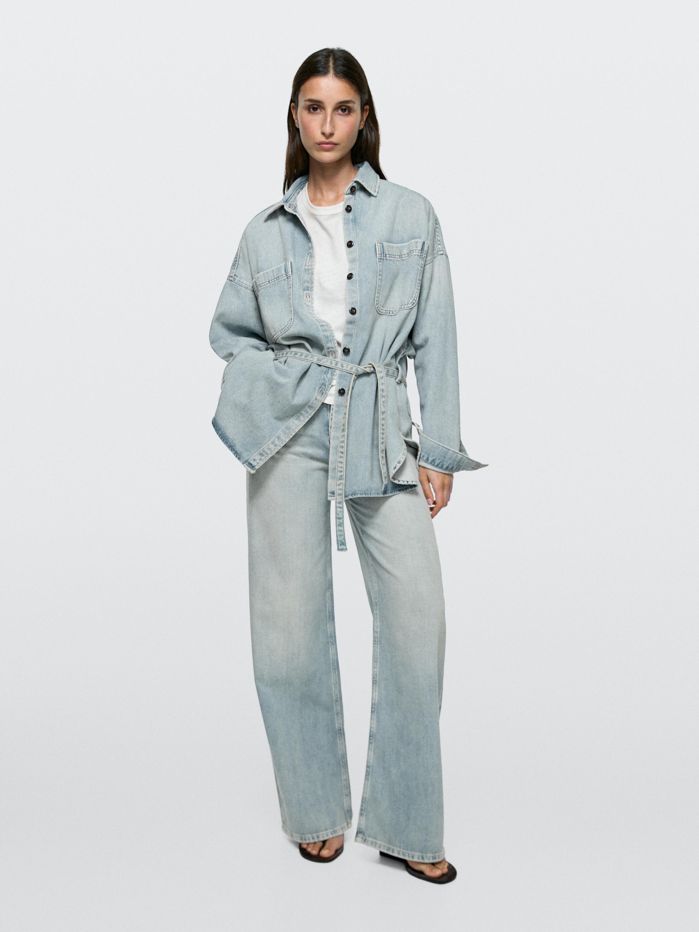 High-waist barrel fit jeans — Light Blue