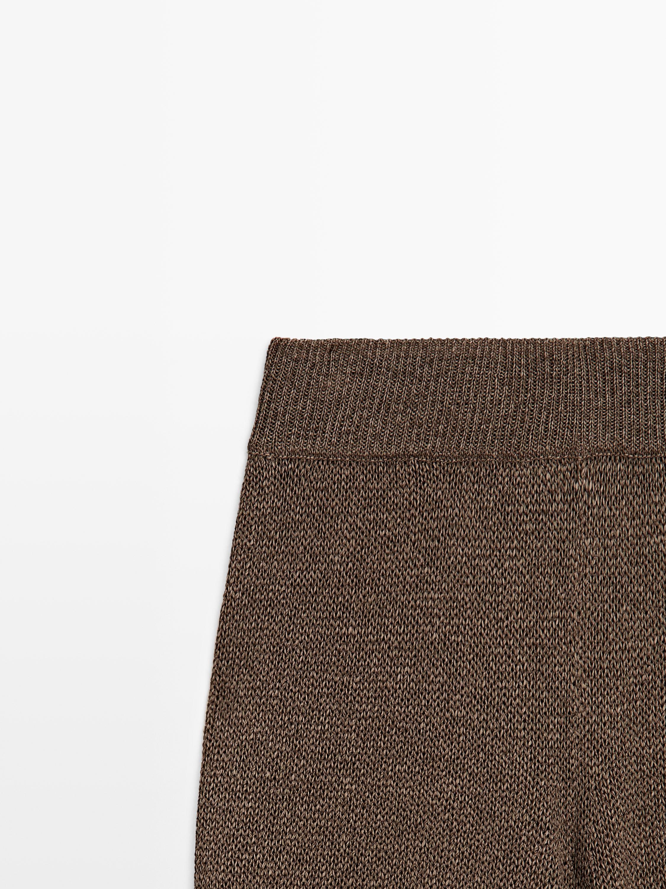 Total look balloon fit knit trousers — BROWN
