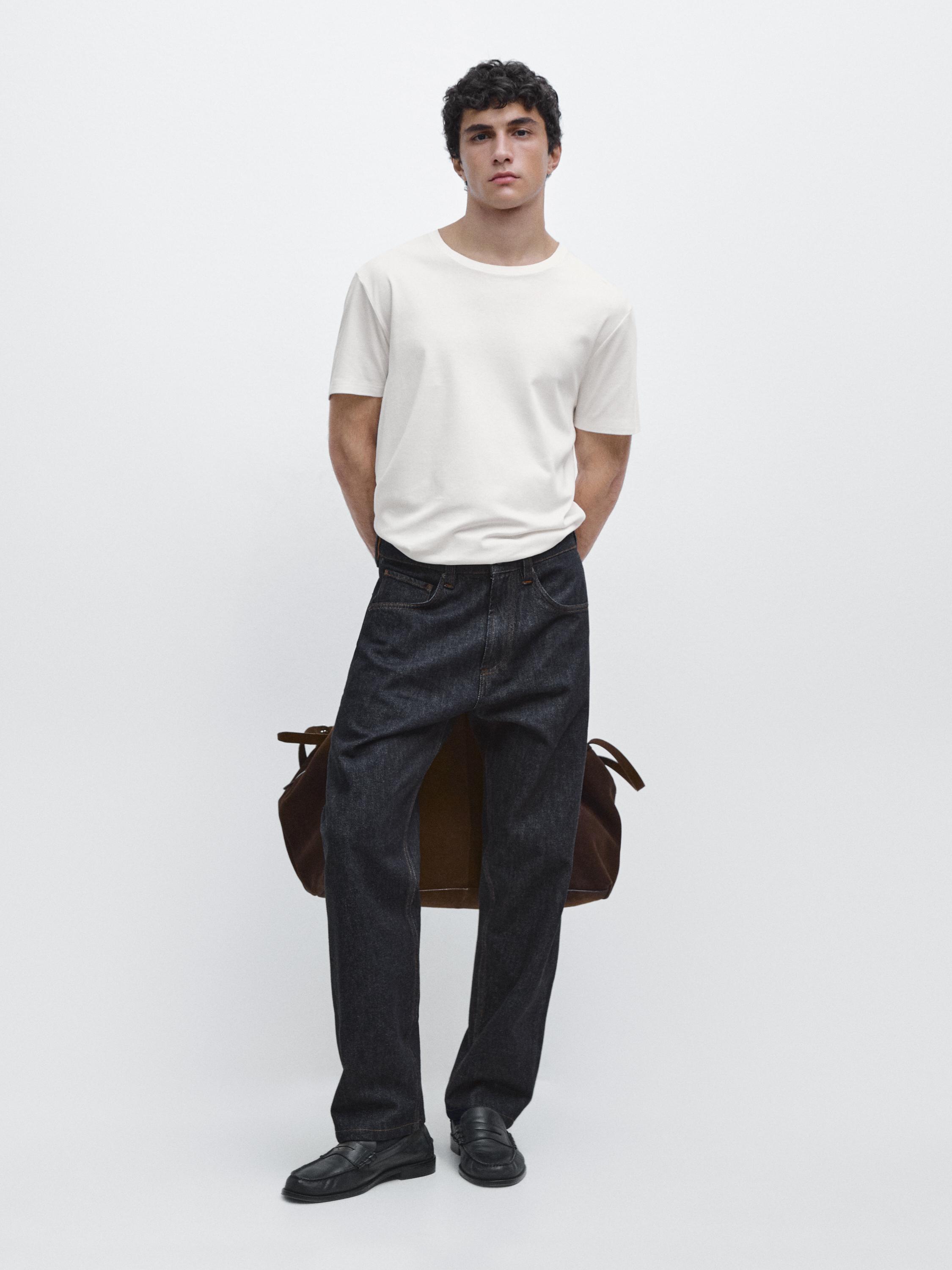 100% mercerised cotton T-shirt — CREAM