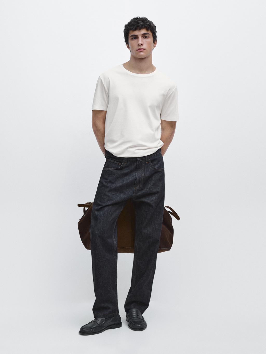 Massimo Dutti 100% pambıq mercerised cotton T-shirt