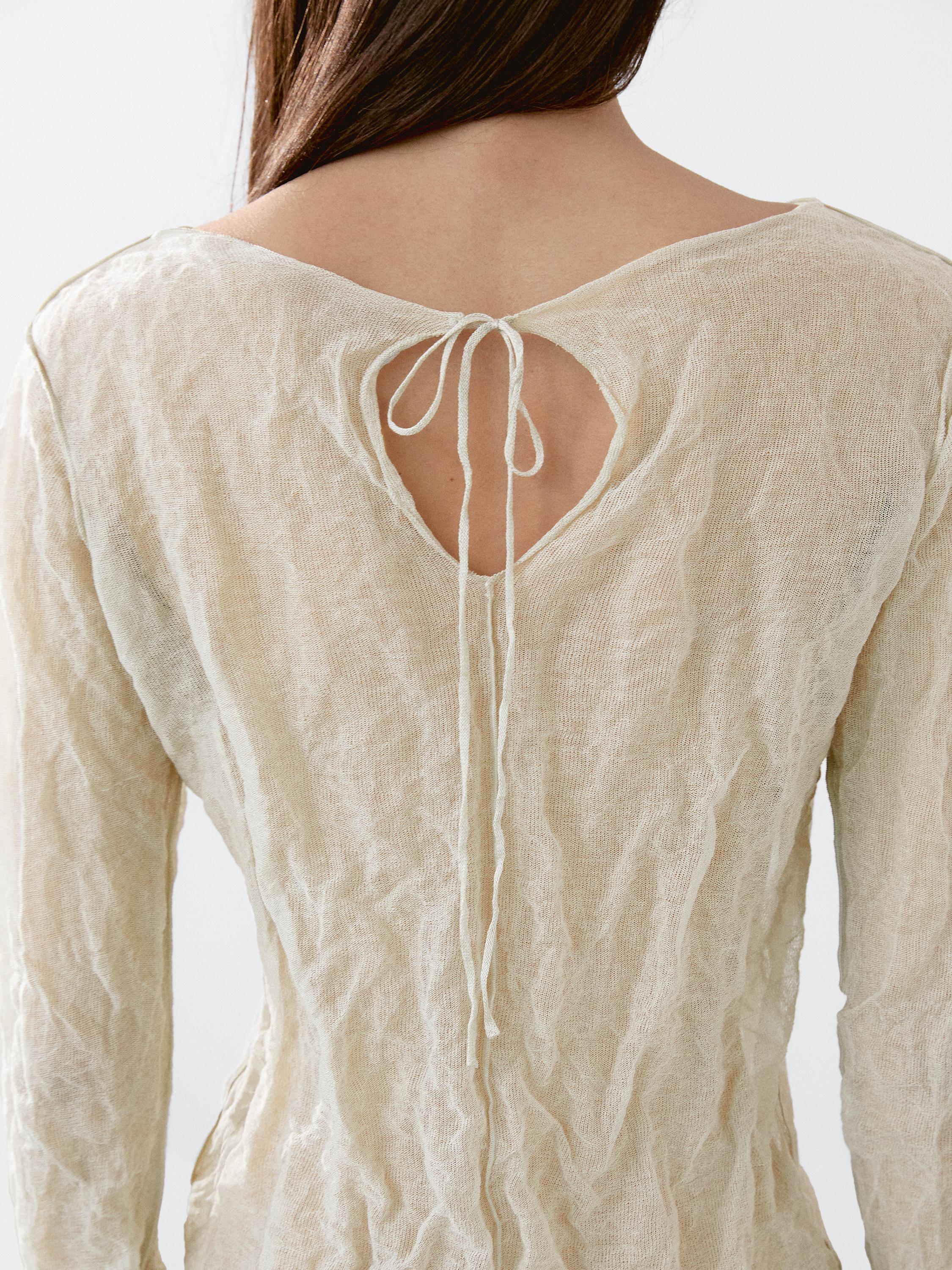 Creased-effect long sleeve T-shirt