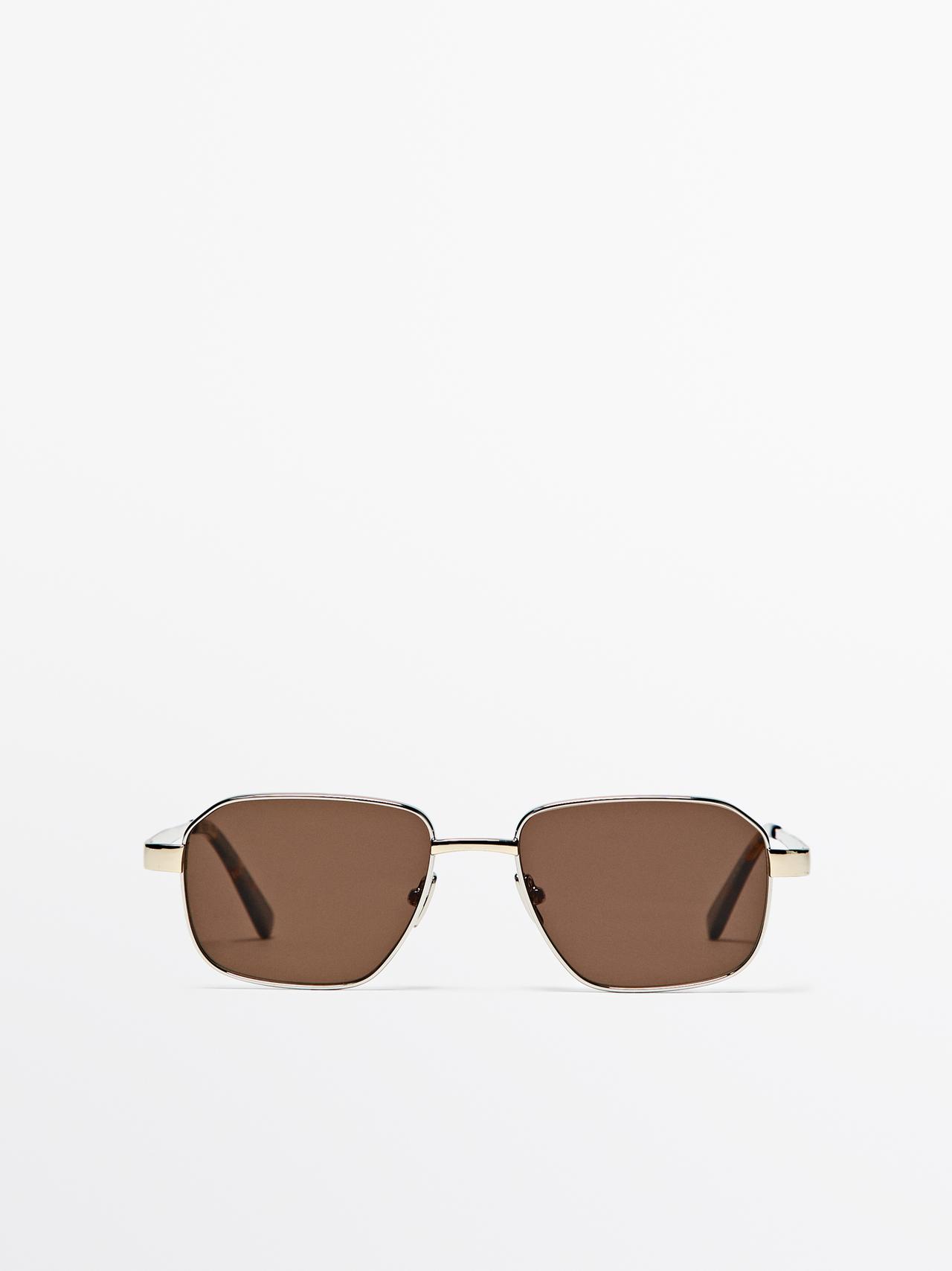 Massimo Dutti - Heren - Metalen Zonnebril - Zilver - 01