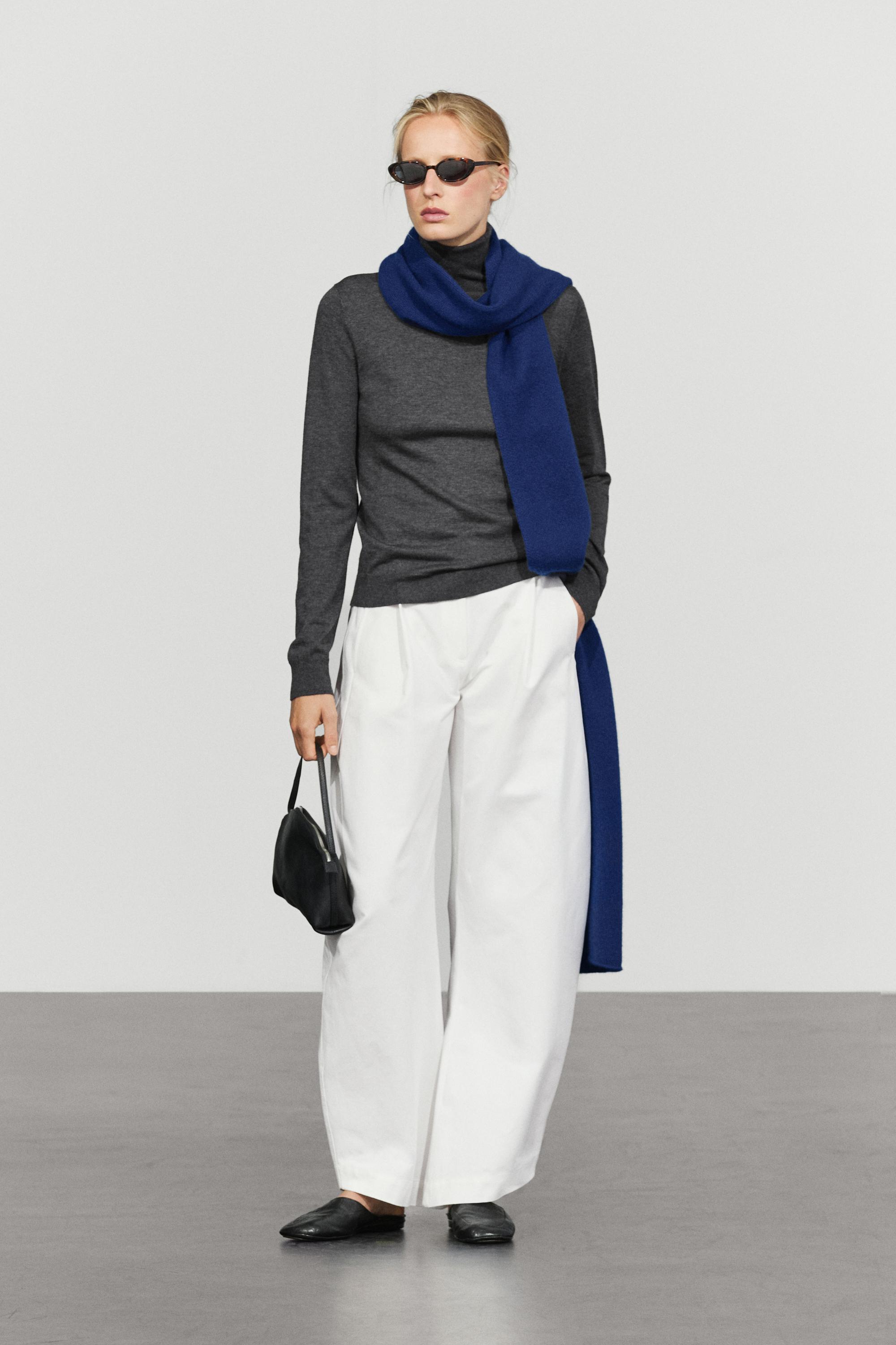 Wool-blend turtleneck knit sweater — GREY