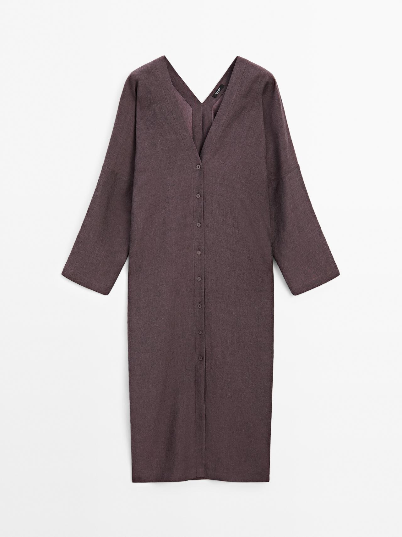 Massimo Dutti - Dames - Lange Tuniekjurk - Violet - L