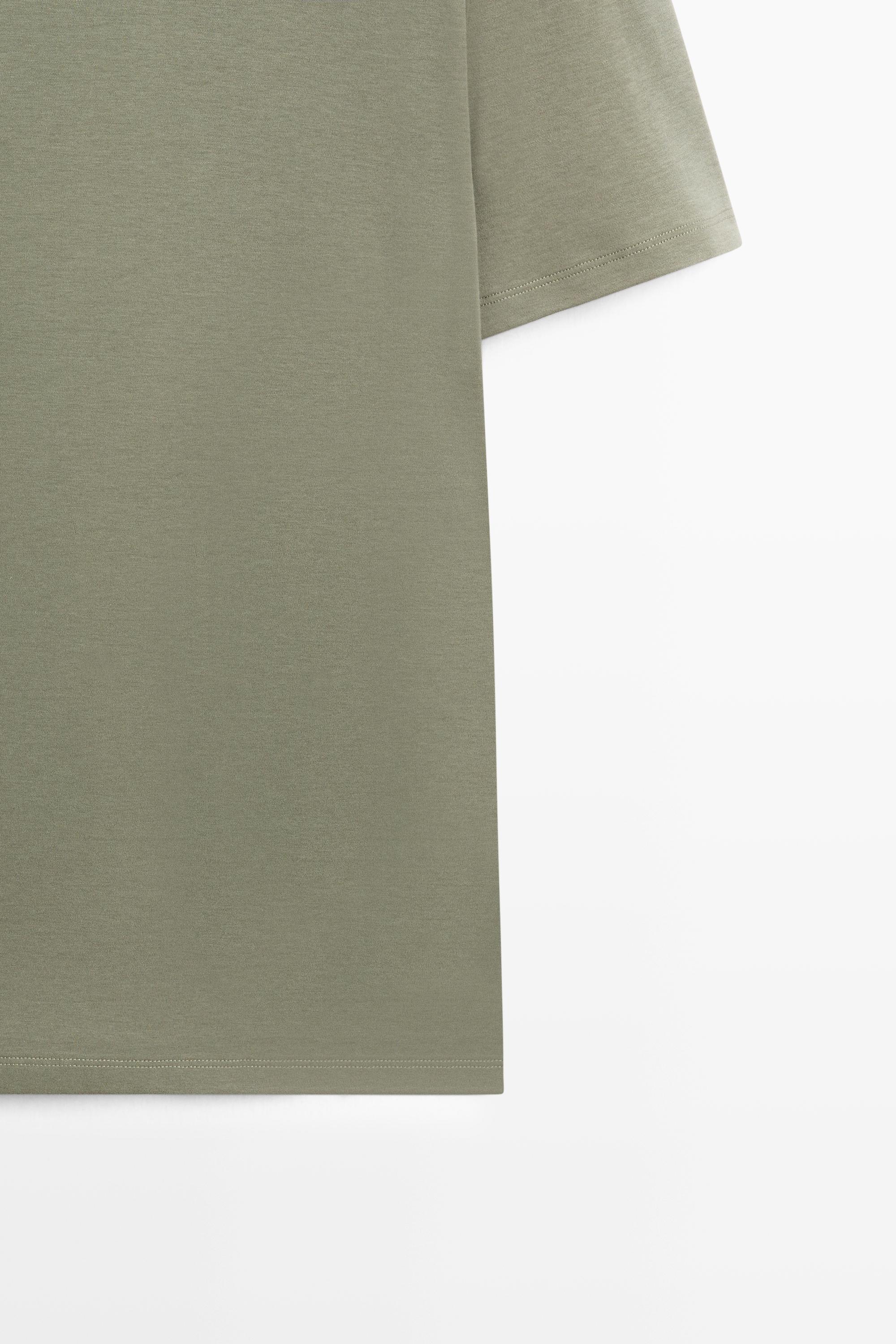 Cotton blend short sleeve T-shirt — MOSS GREEN