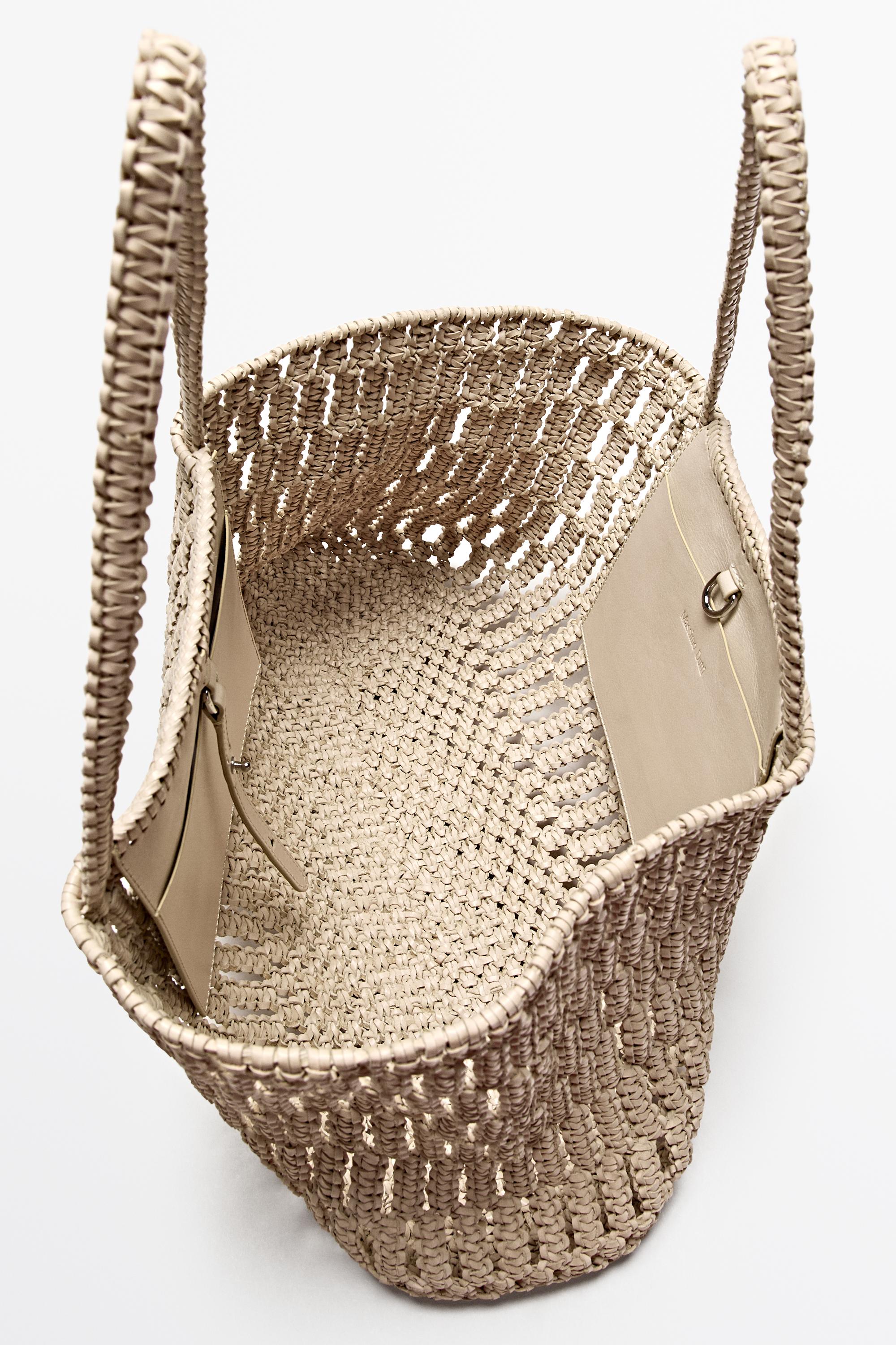 Braided nappa leather shopper bag — WHITE