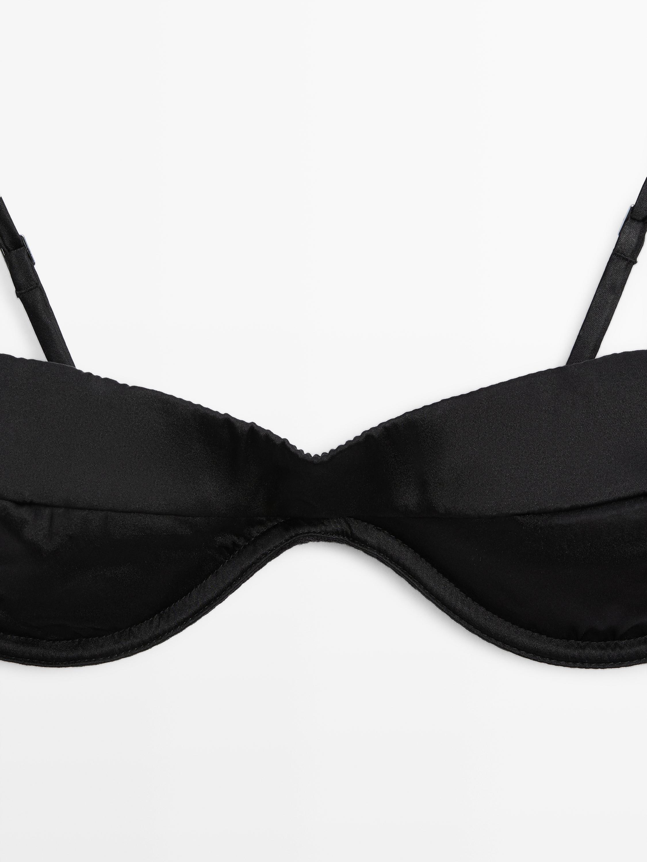 Bandeau top with underwire and seam detail — BLACK