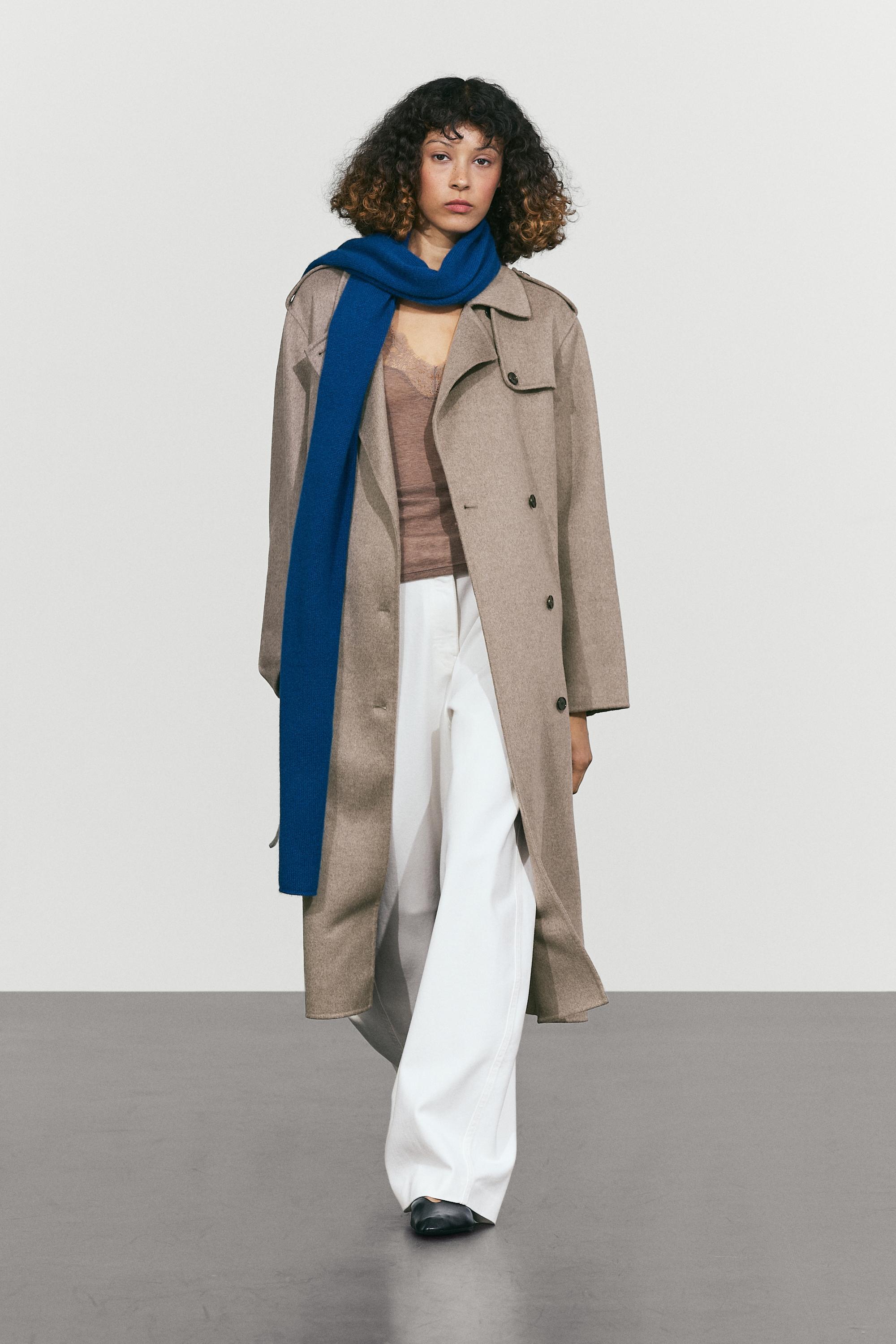Long wool blend trench coat