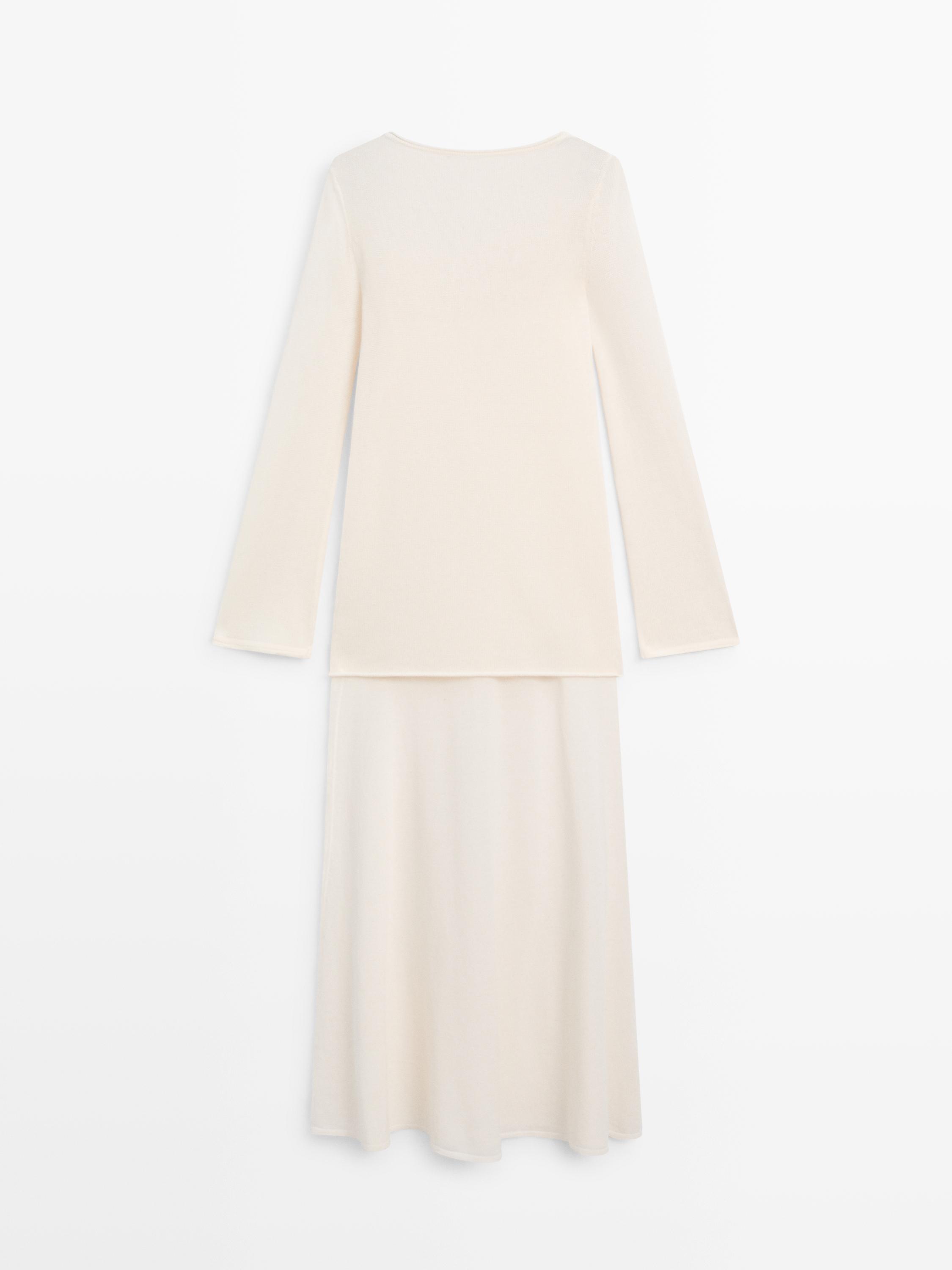 Çift katlı uzun kollu örgü elbise