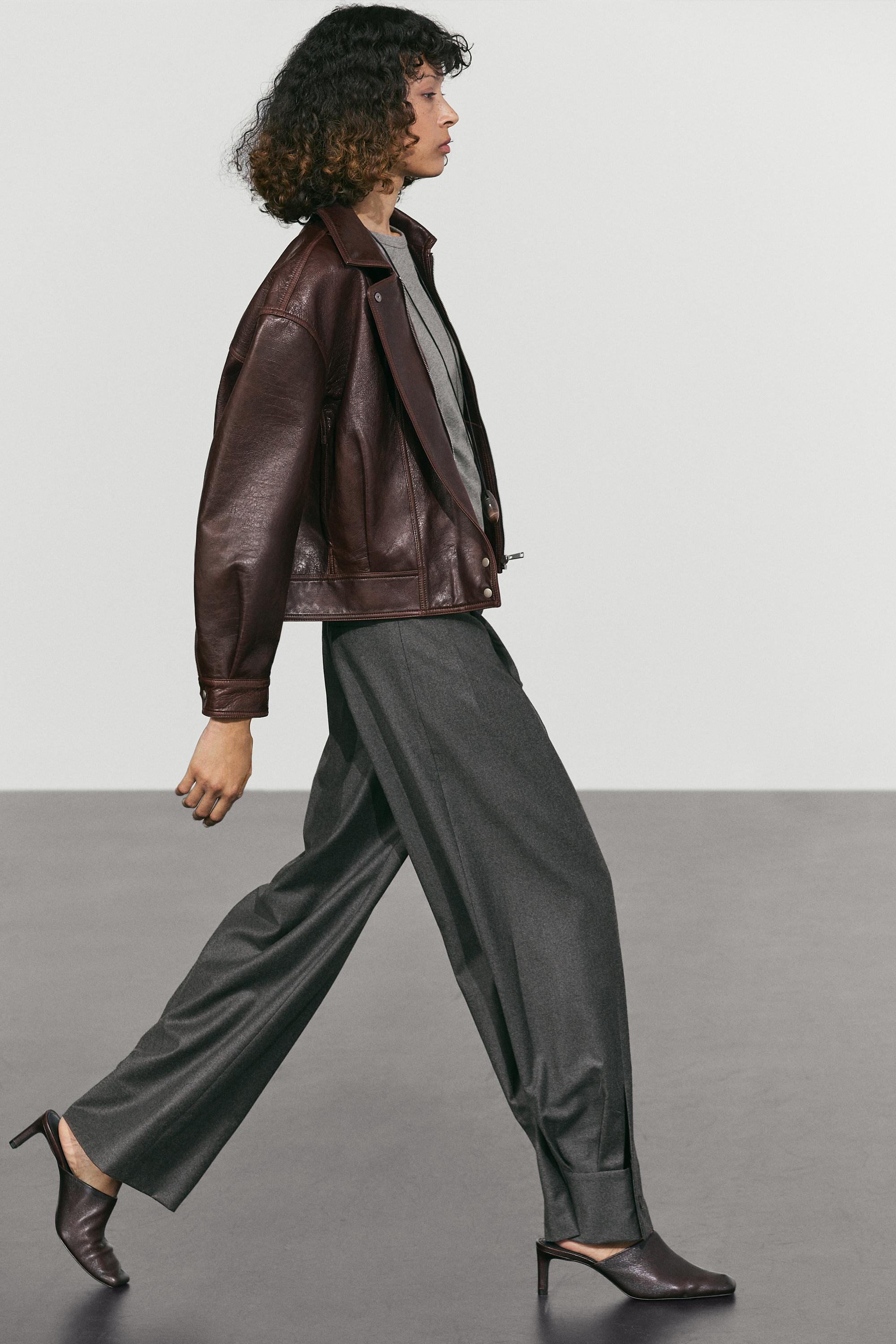 100% wool trousers with hem button detail — DARK GREY
