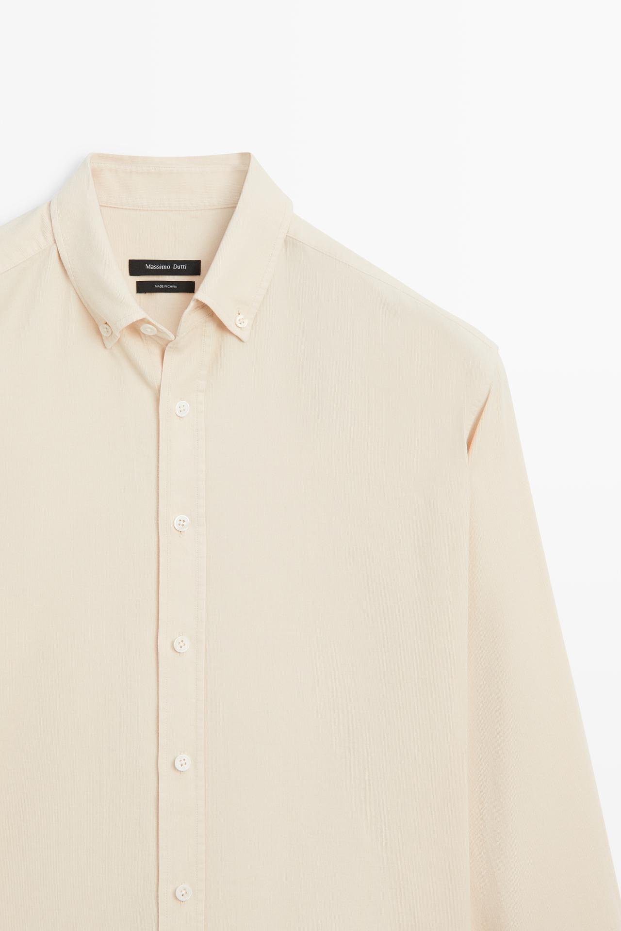 Regular fit needlecord shirt — SAND