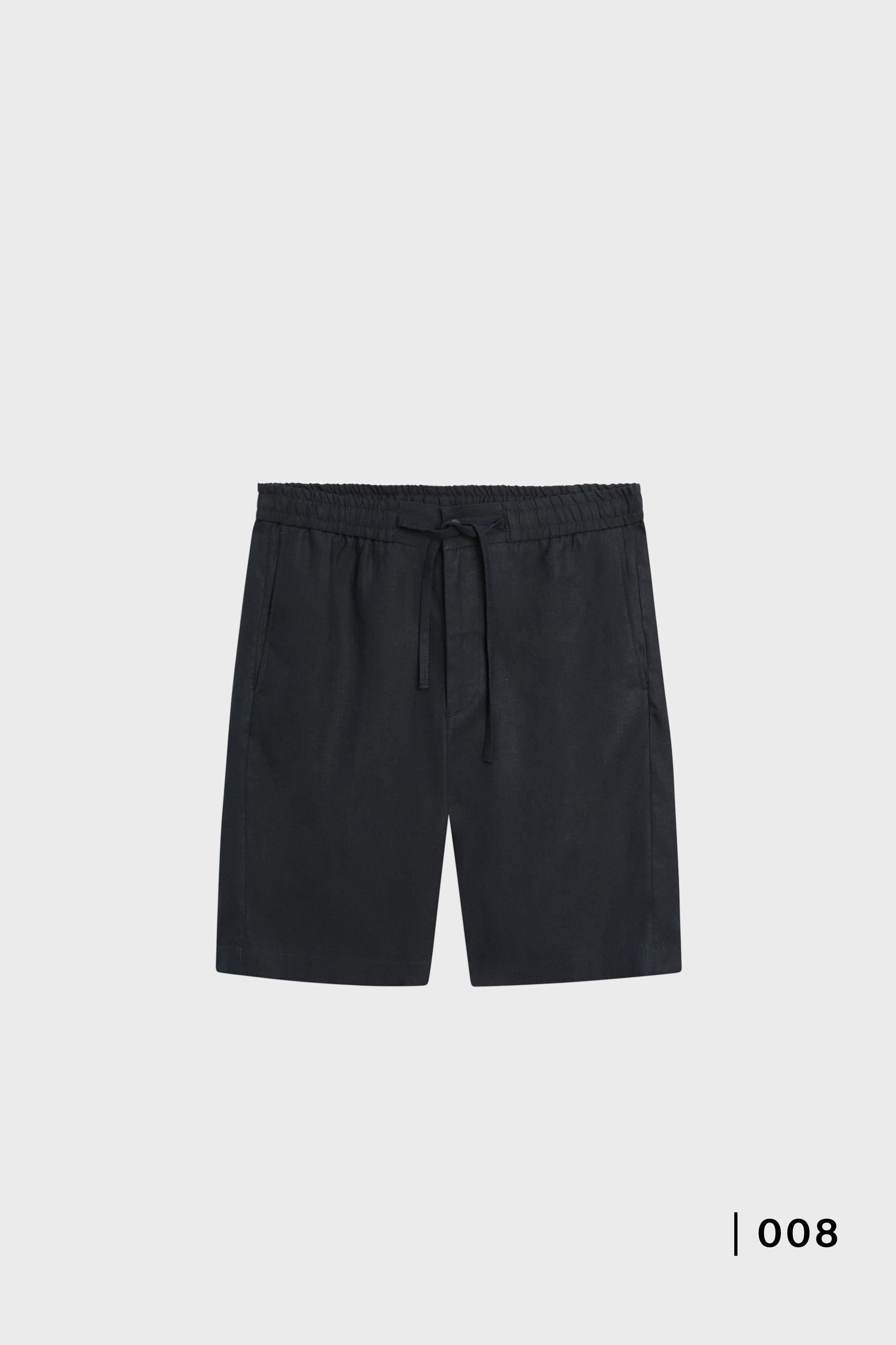 100% linen short Bermuda shorts — NAVY BLUE