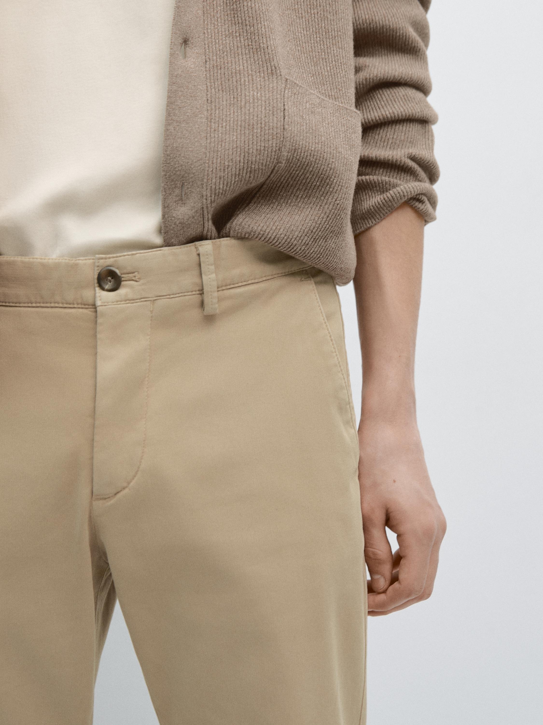 Slim-fit micro-textured trousers — OCHRE