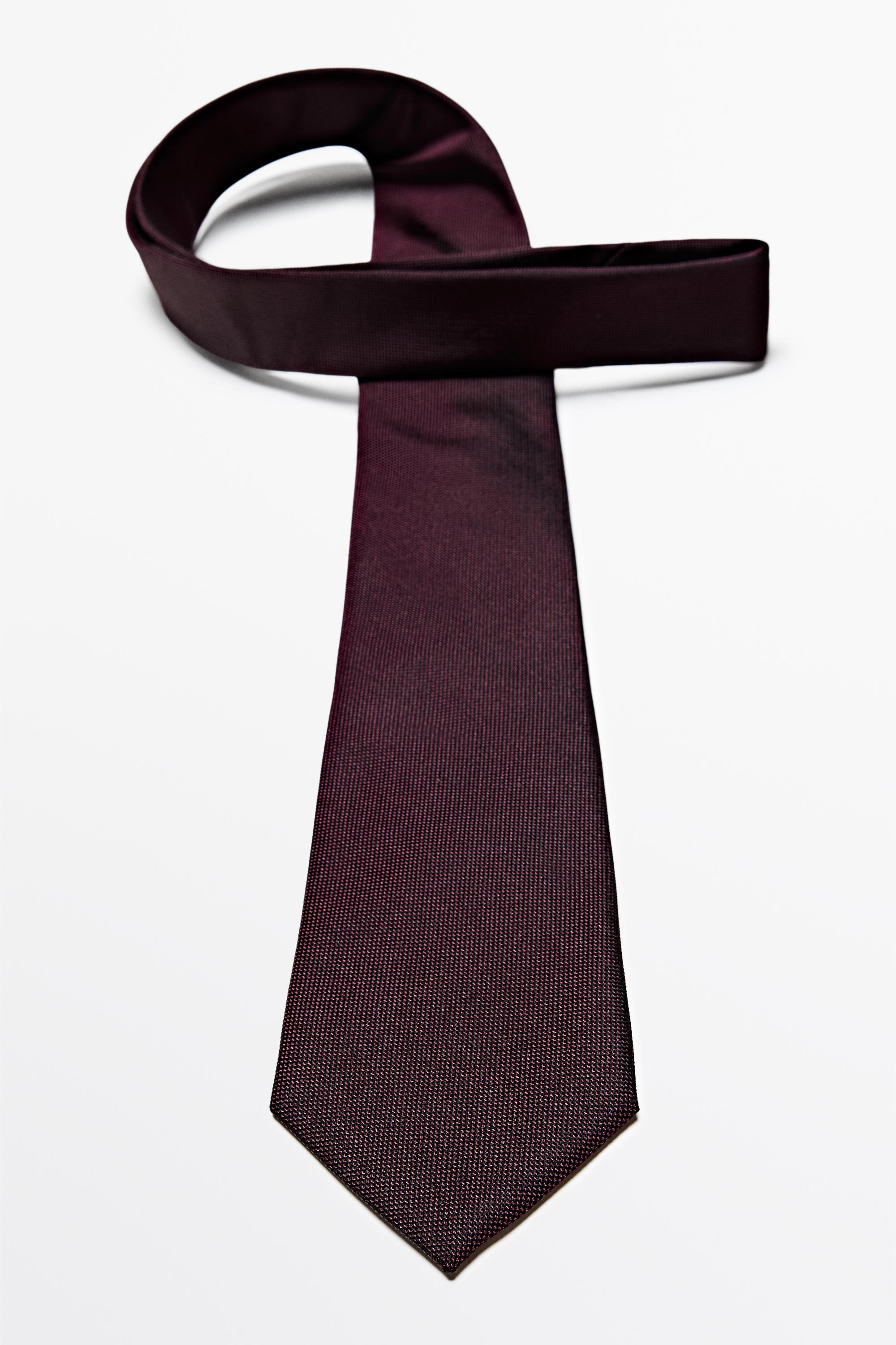 100% silk textured tie — BURGUNDY