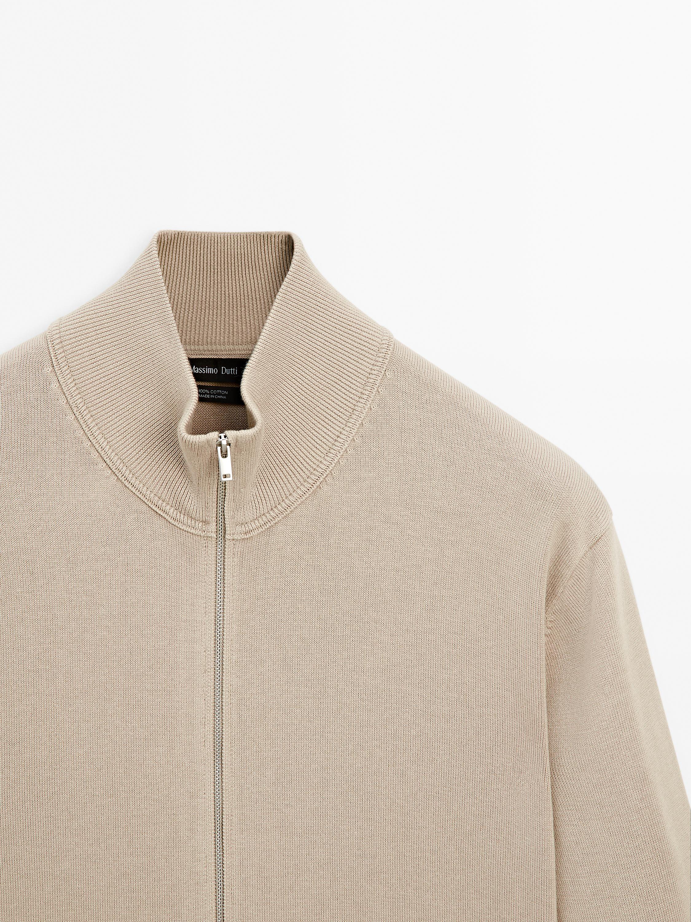 100% cotton zip cardigan