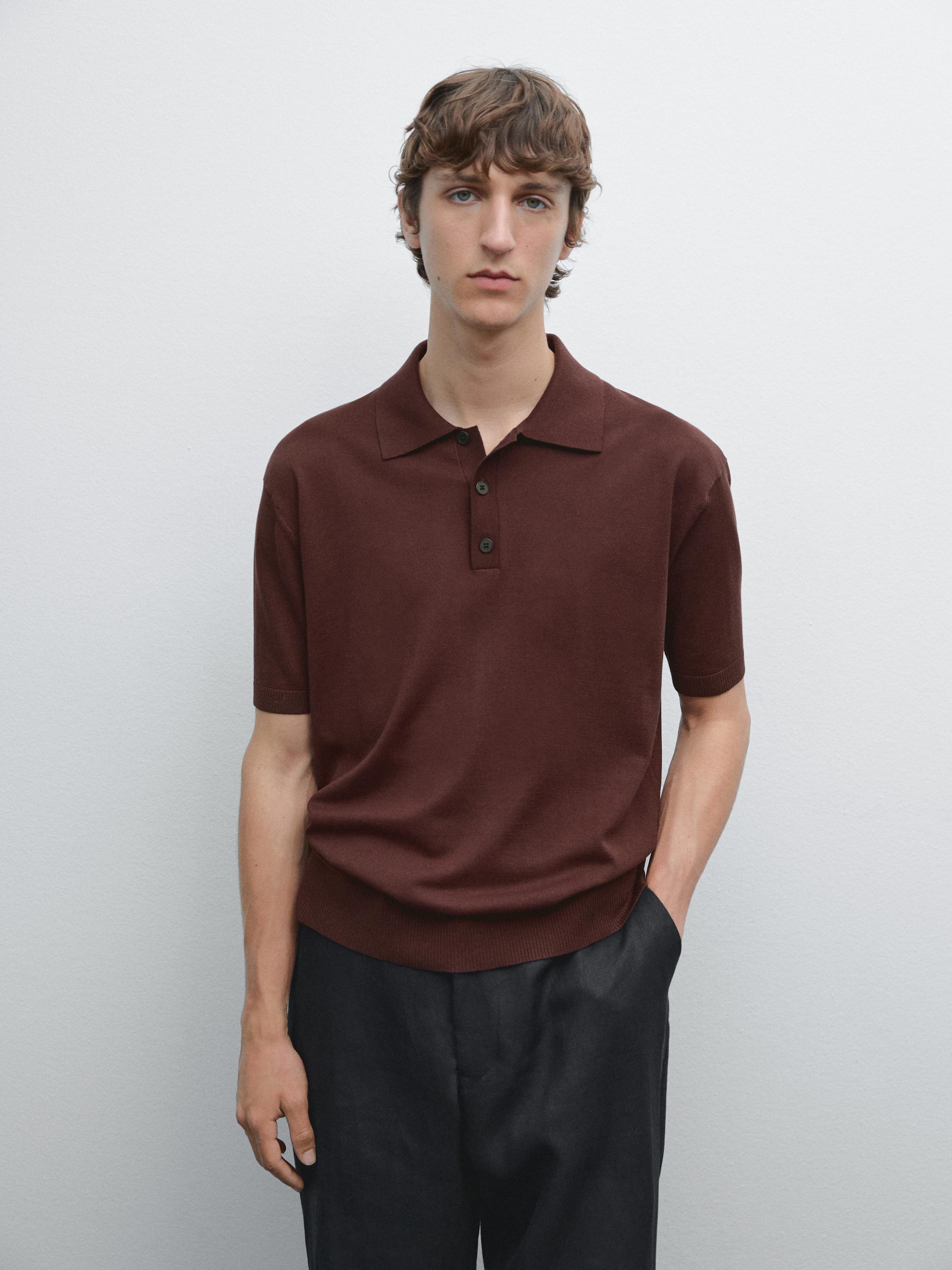 100% cotton regular fit knit polo shirt