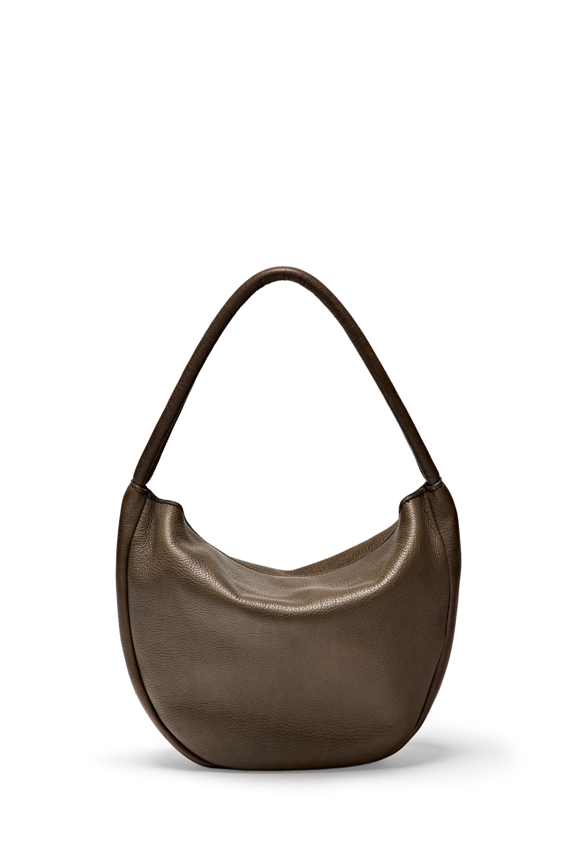Nappa leather mini slouch bag — KHAKI