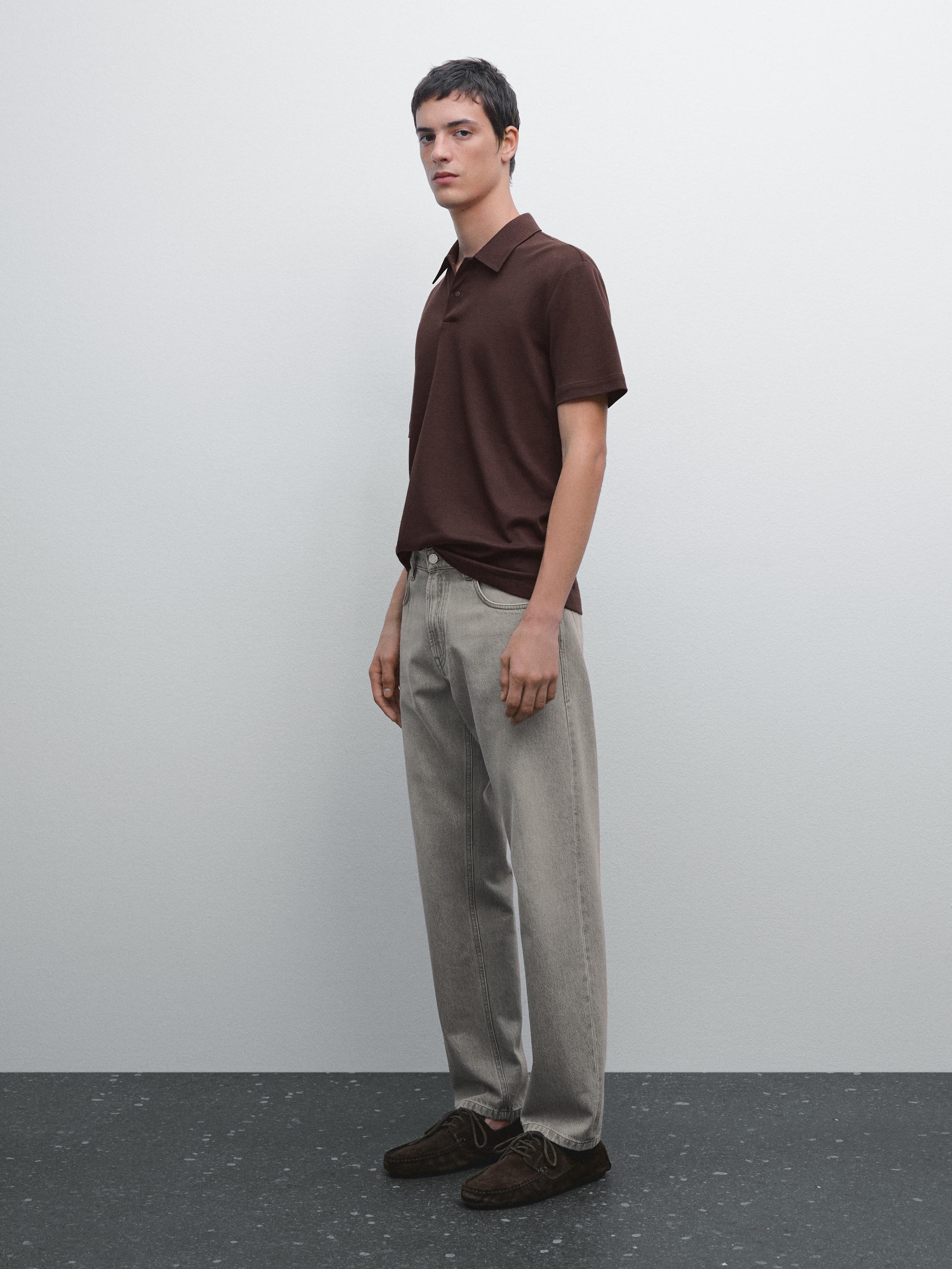Short sleeve polo shirt with snap-button placket