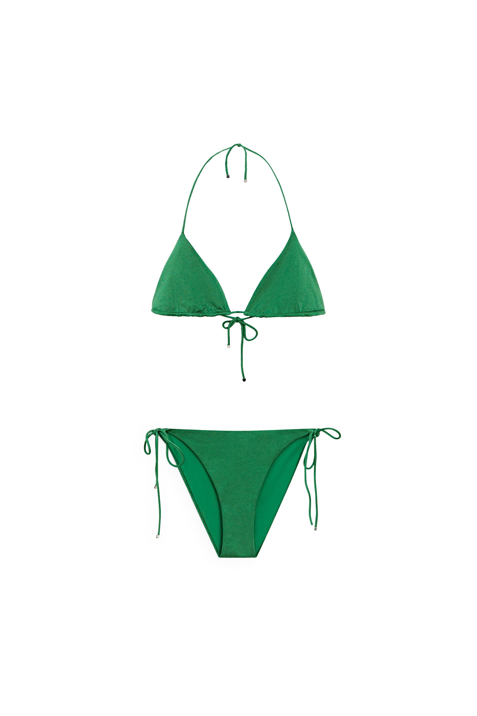 Shiny triangle bikini top — GREEN