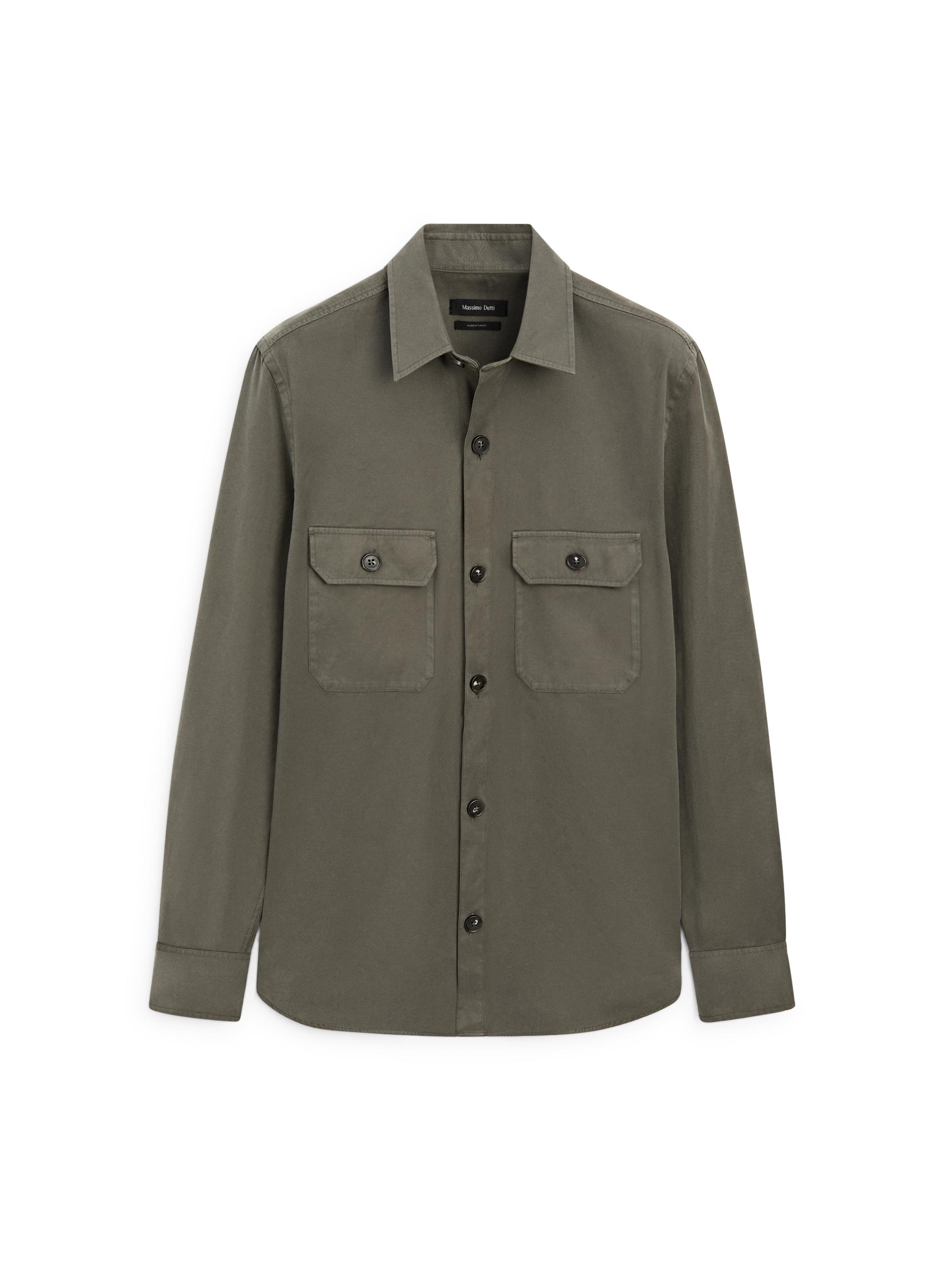 Cotton overshirt with pockets — GREEN
