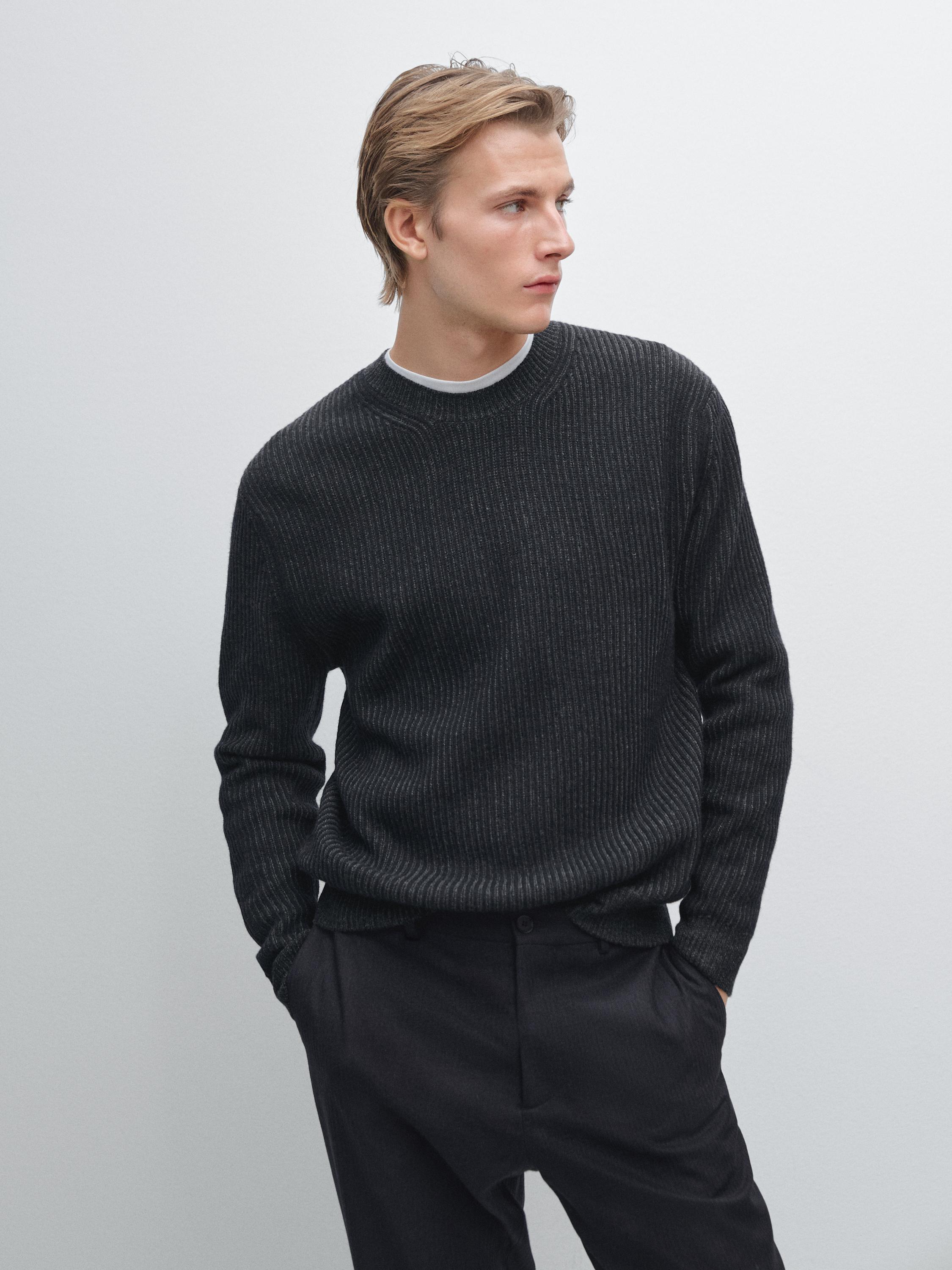 Wool blend crew neck sweater