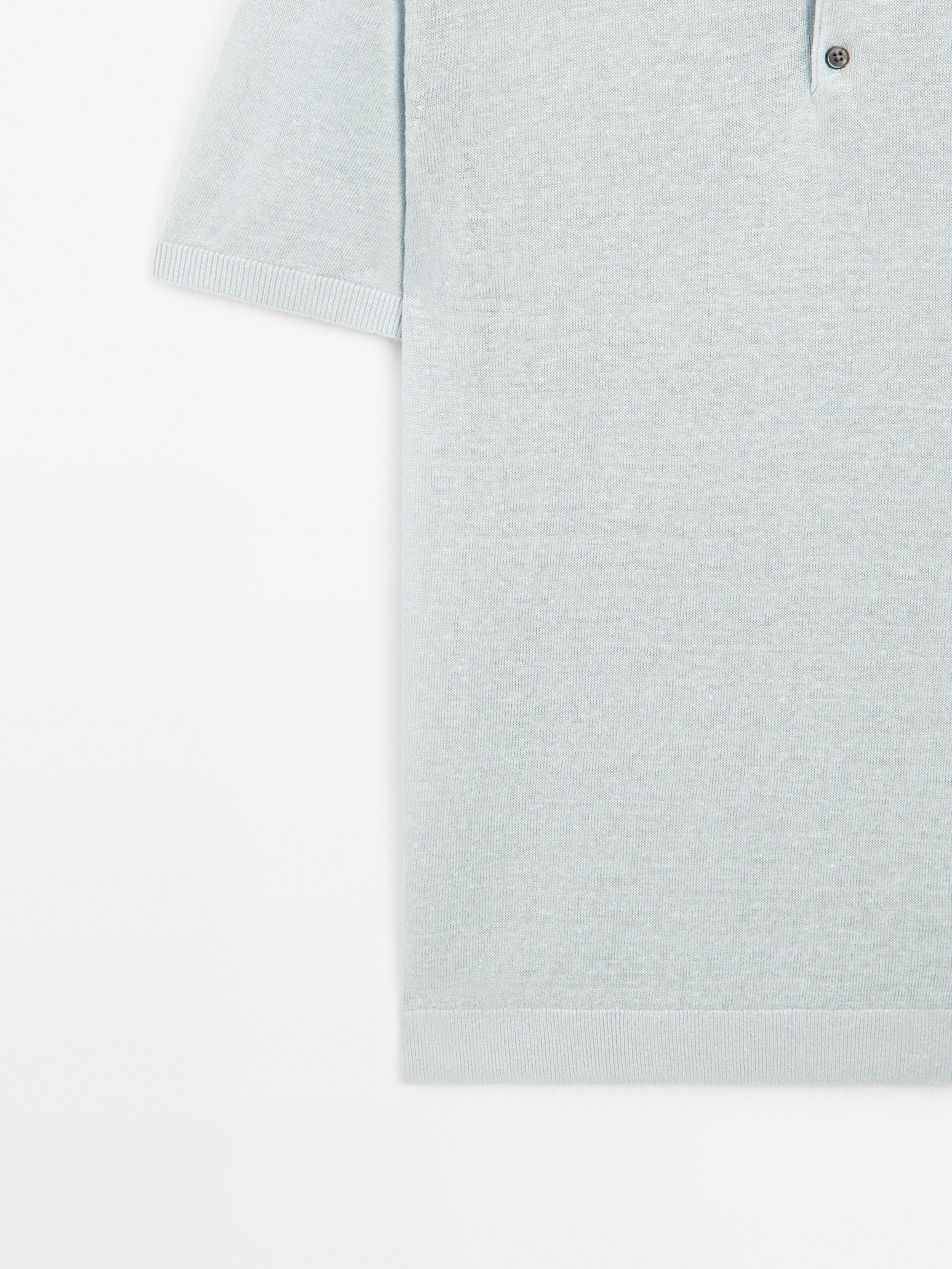 100% linen knit polo shirt
