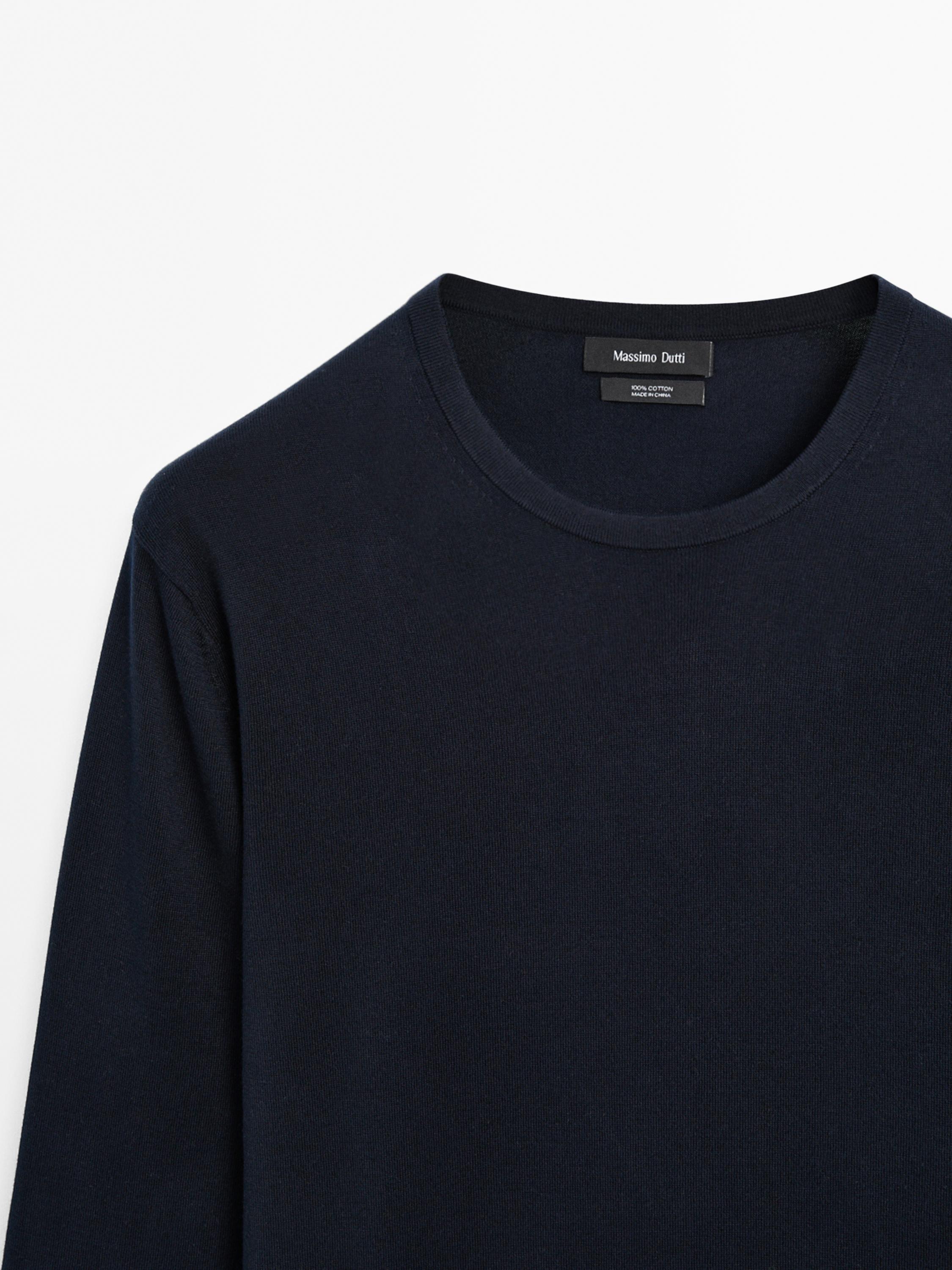 Long sleeve cotton knit sweater
